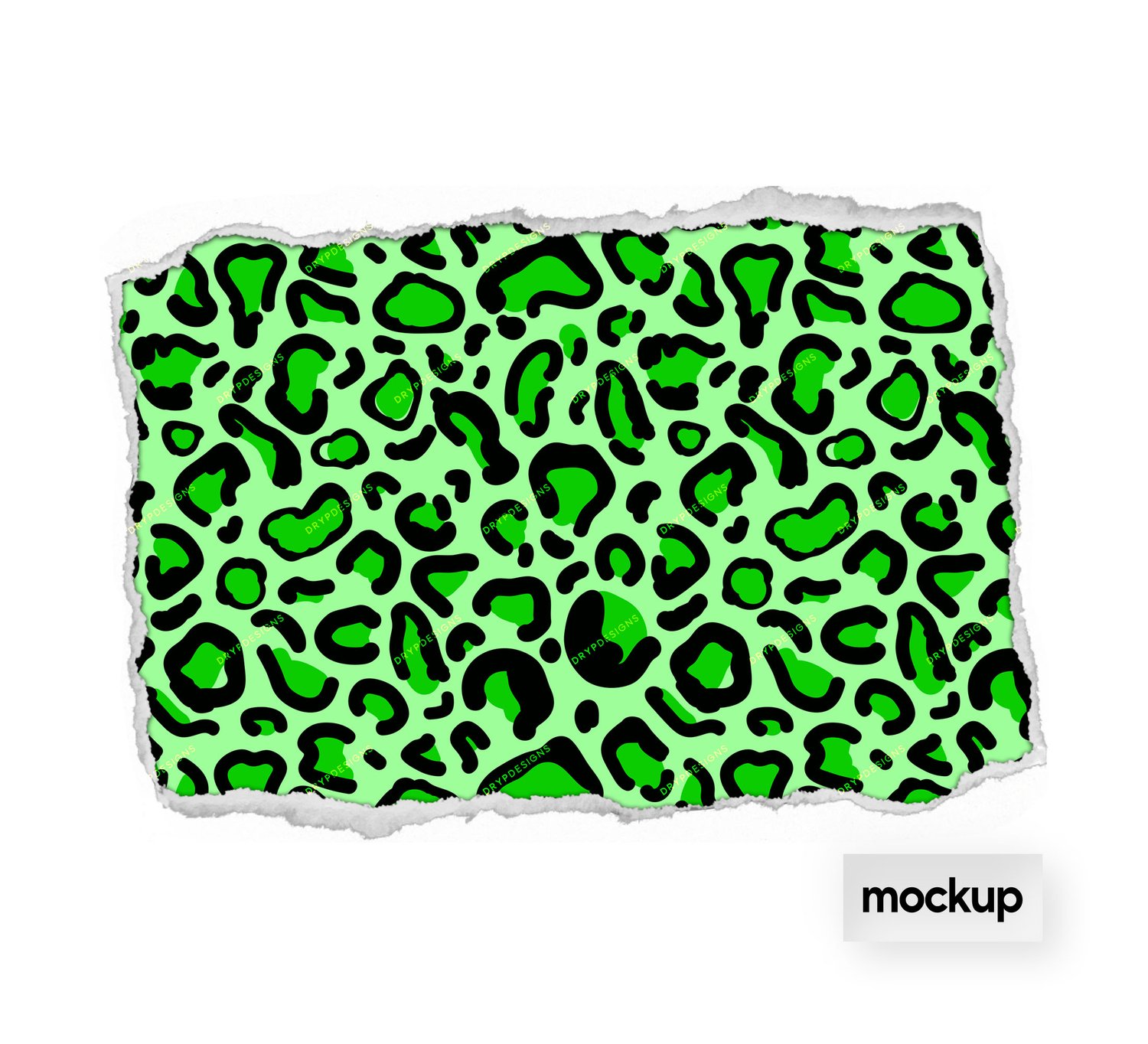 Seamless Black + Green Leopard Print Pelt Pattern PNG — drypdesigns