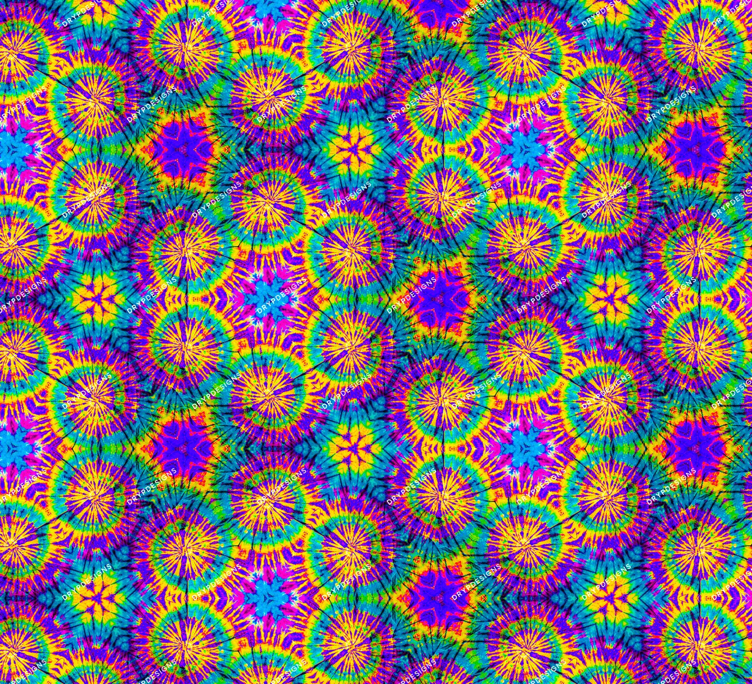 Psychedelic Purple Rainbow Tie-Dye Seamless Background Pattern