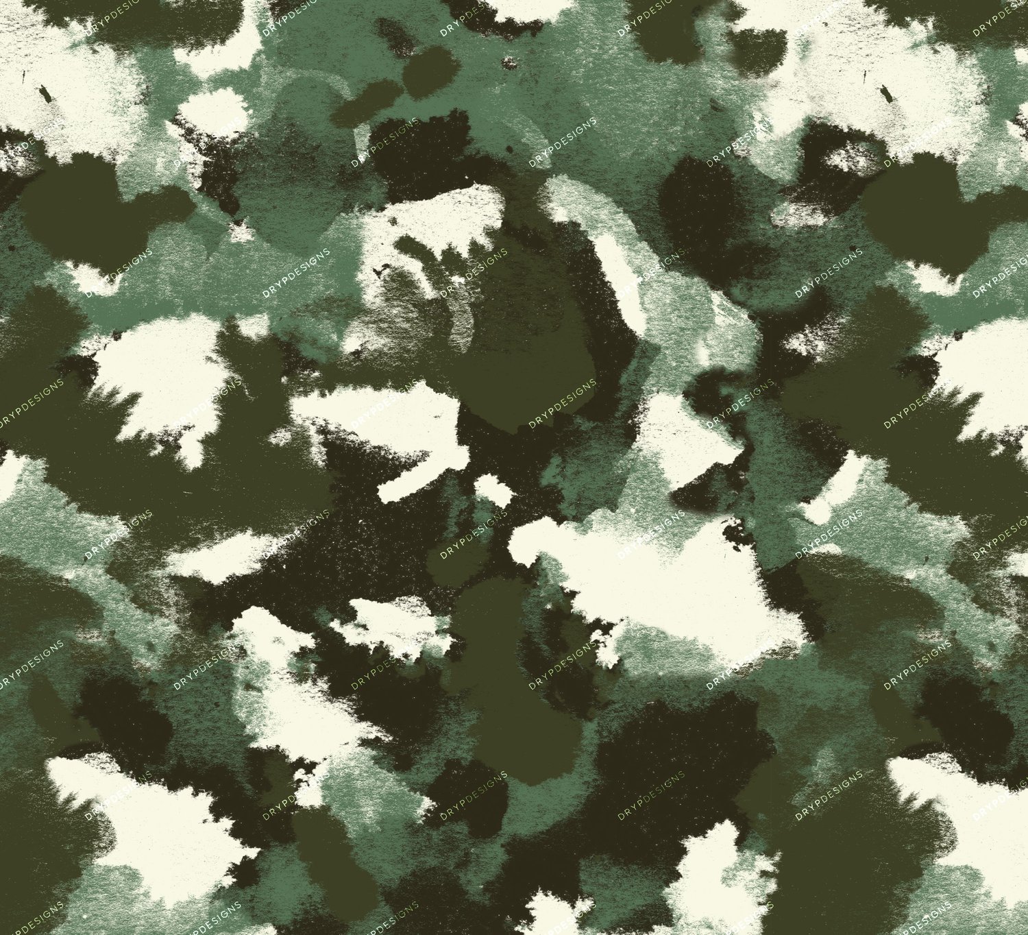 Camo Seamless Pattern, Dark Green Camouflage Background