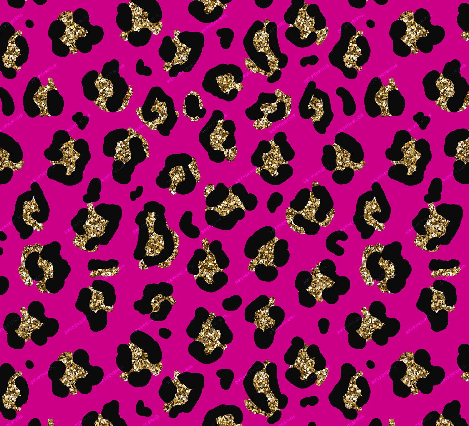 Pink + Gold Glitter Leopard Print Seamless Pattern — drypdesigns