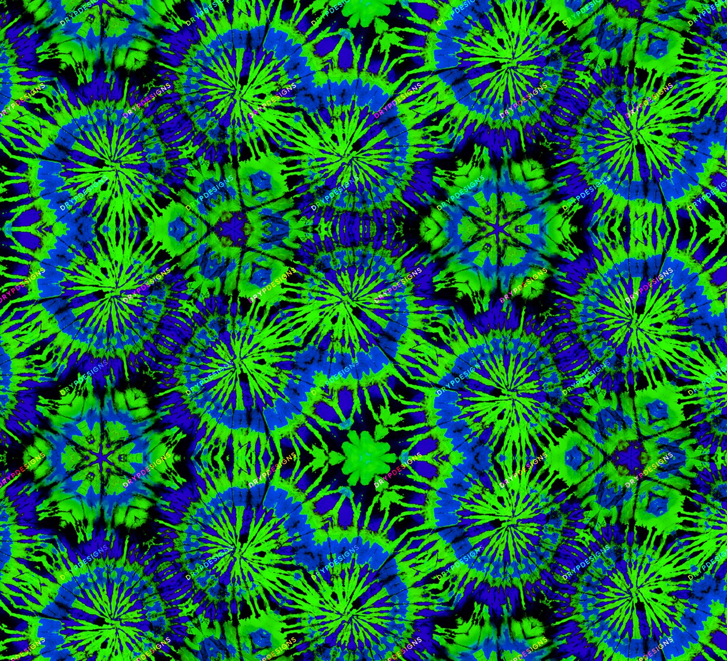 Neon Blue + Green Tie-Dye Seamless Pattern Background Texture — drypdesigns