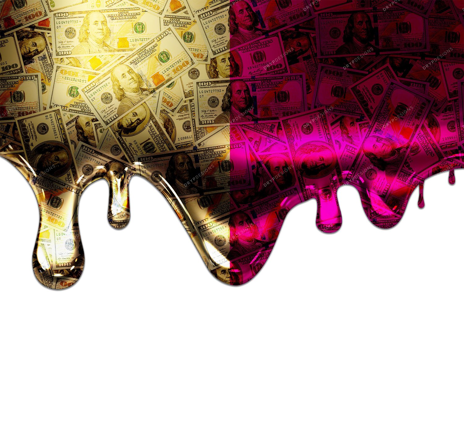 Dripping Pink + Gold Money PNG Overlay — drypdesigns