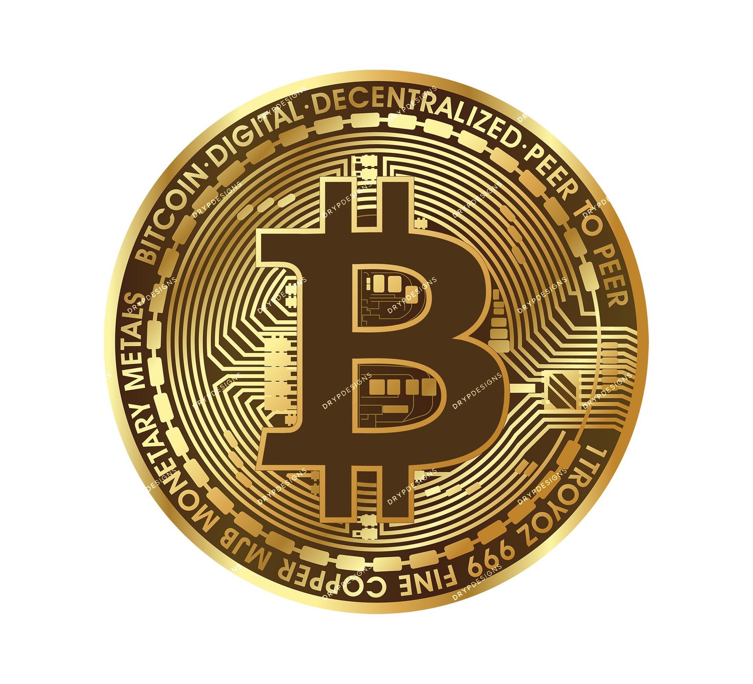 Digital Gold Bitcoin PNG + SVG Graphic — drypdesigns