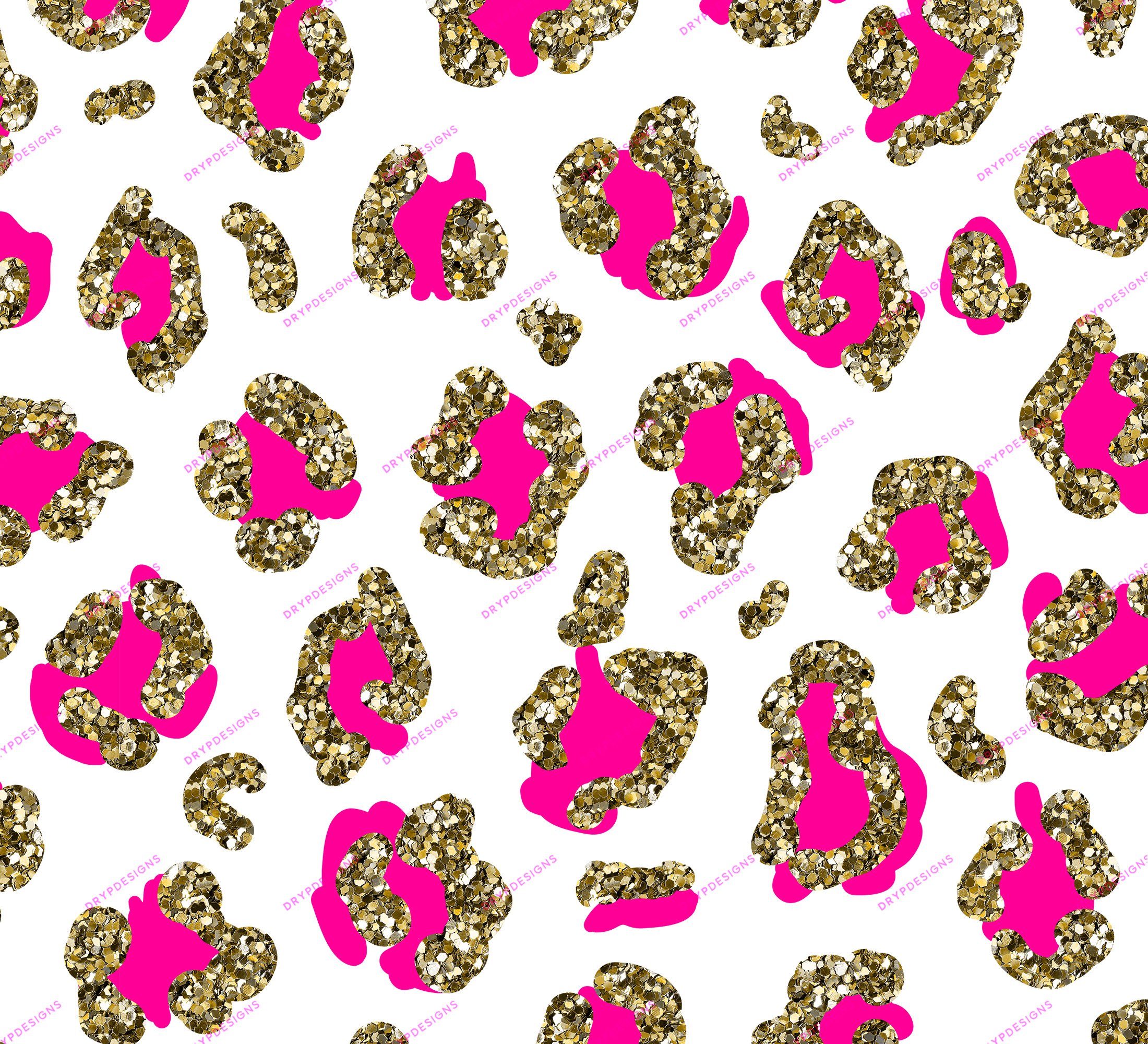 Glam Pink Glitter Leopard Pattern 