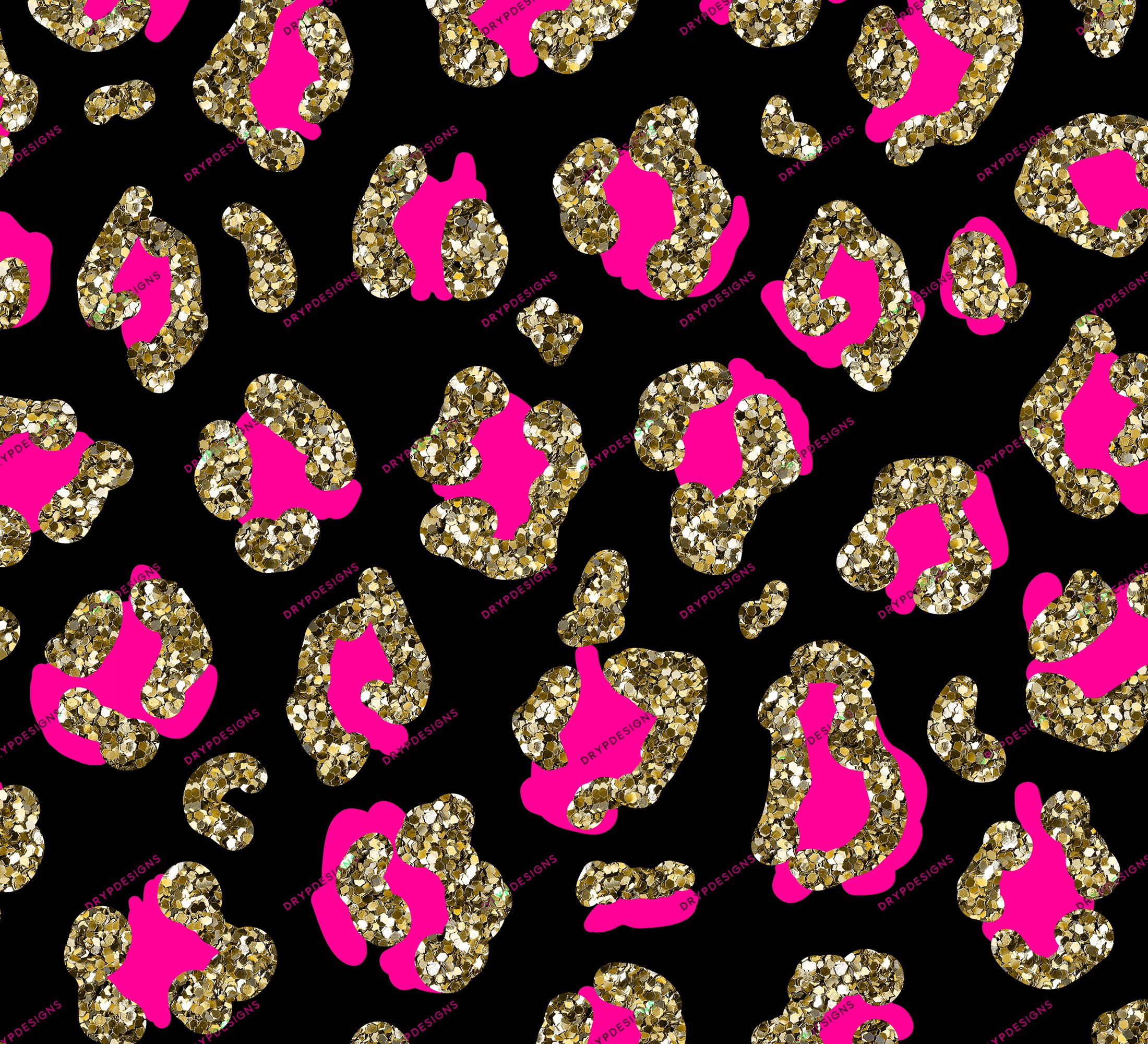 Gold Glitter Pink Leopard Print Seamless Pattern — Drypdesigns