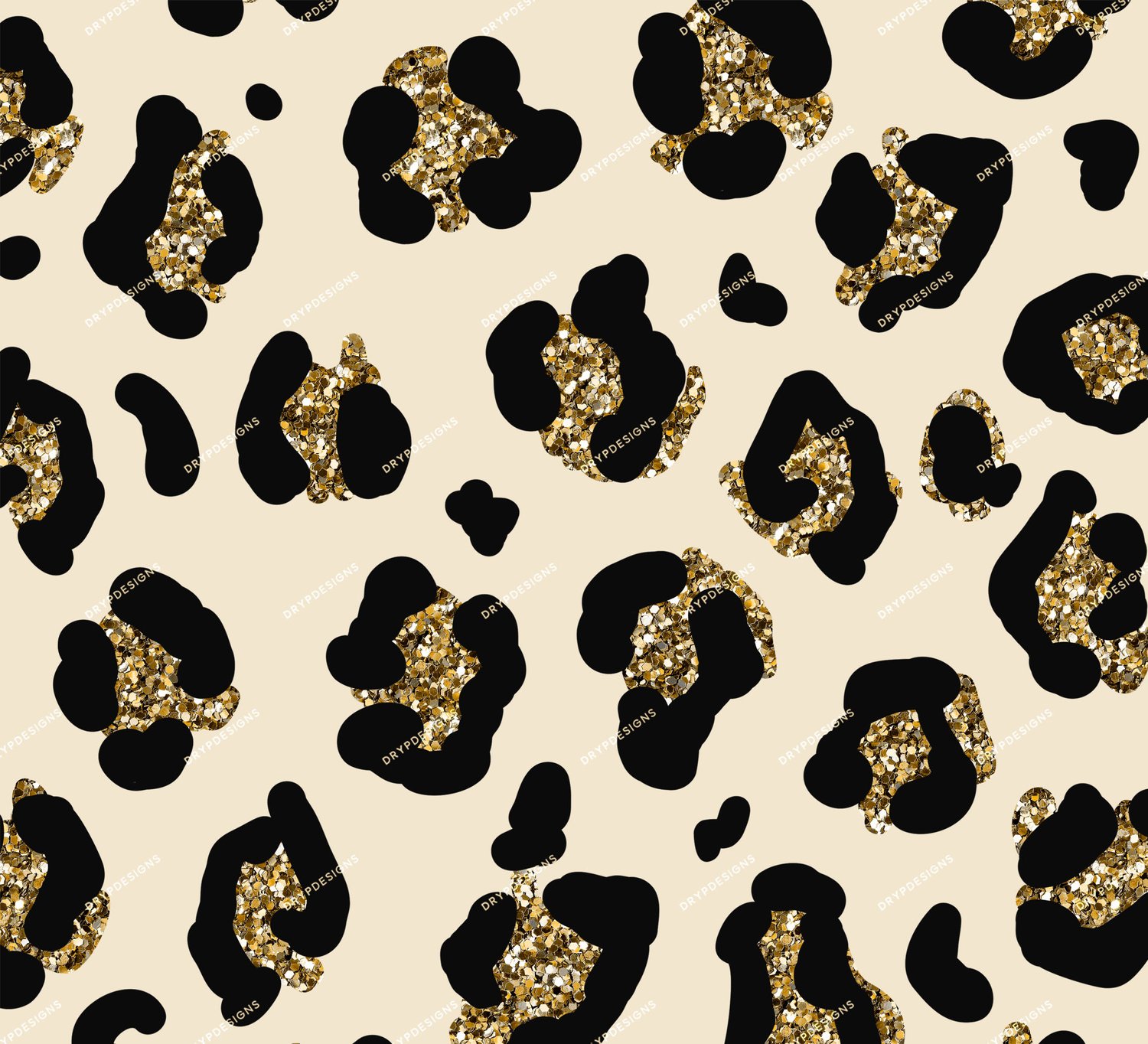 Black + Gold Glitter Leopard Print Seamless Pattern — drypdesigns