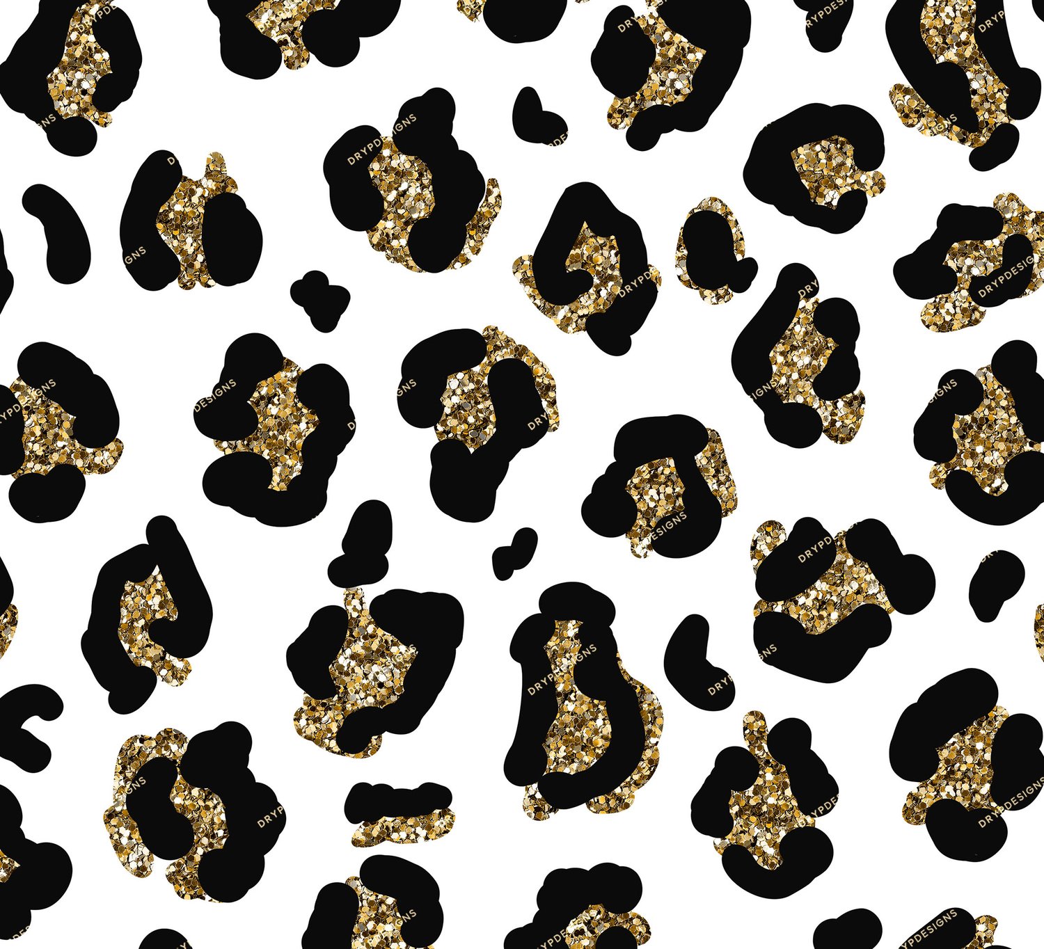 Black + Gold Glitter Leopard Print Seamless Pattern — drypdesigns