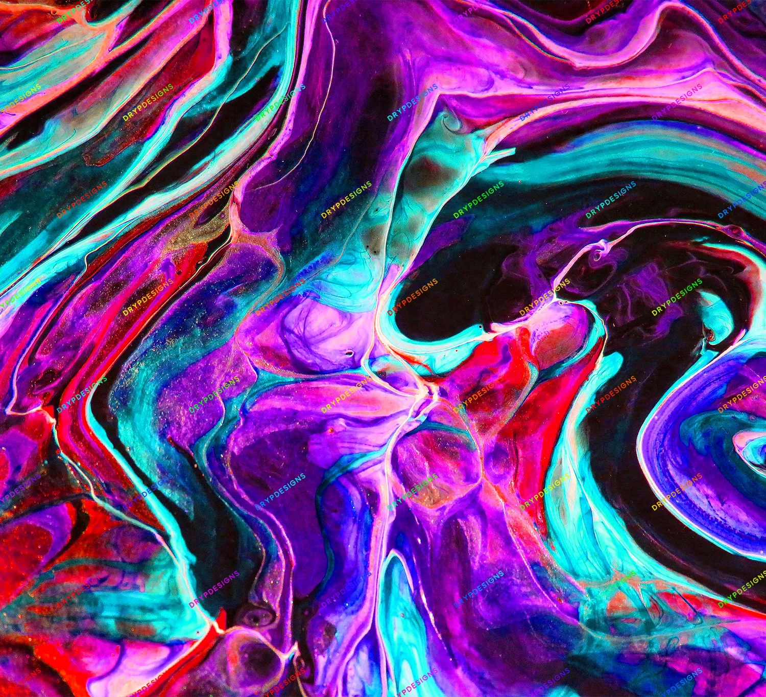 Deep Purple + Pink + Teal Marble Swirl Digital Paper — drypdesigns
