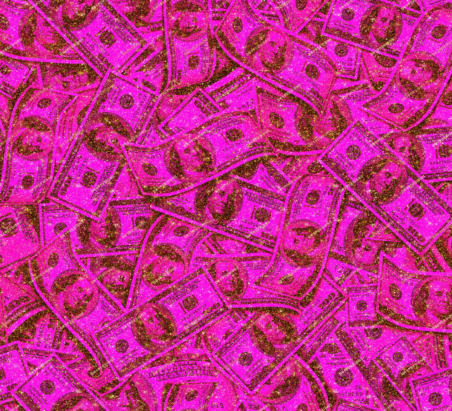Pink + Gold Glitter Money Seamless Background — drypdesigns