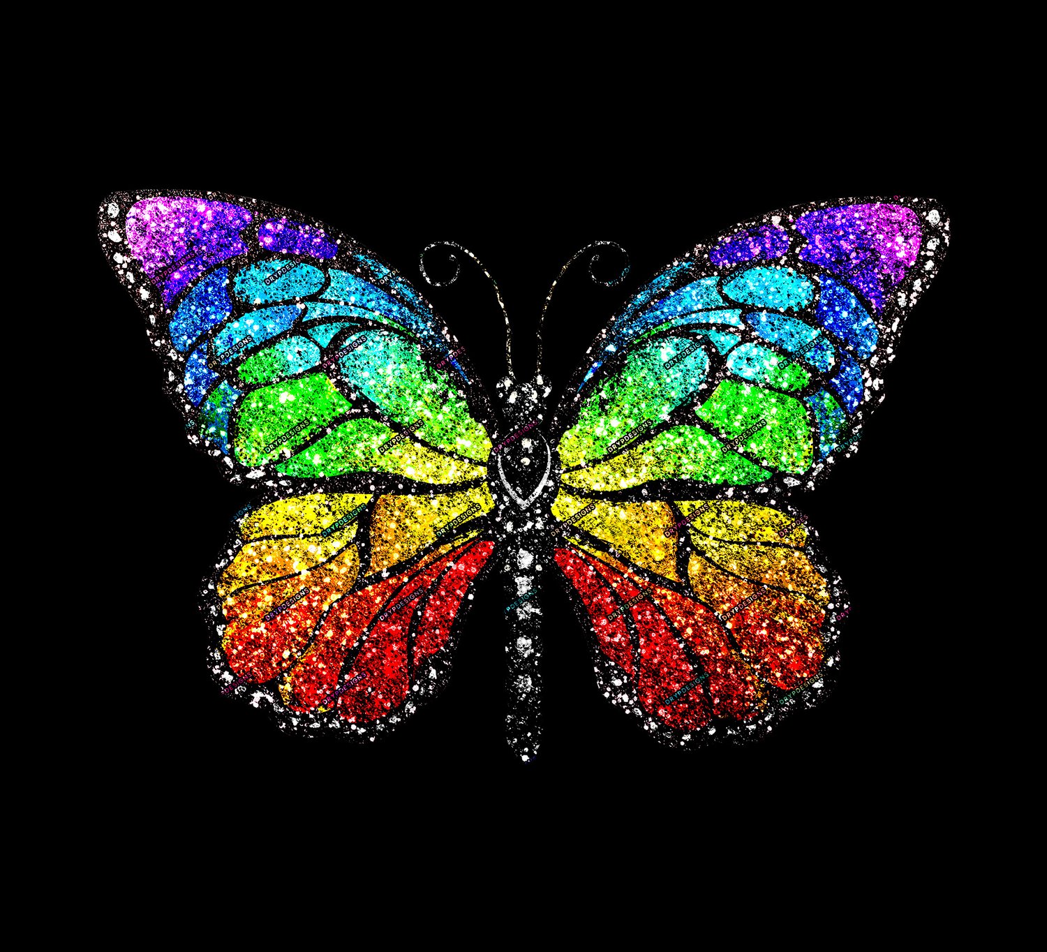 Rainbow Glitter Butterfly PNG — drypdesigns