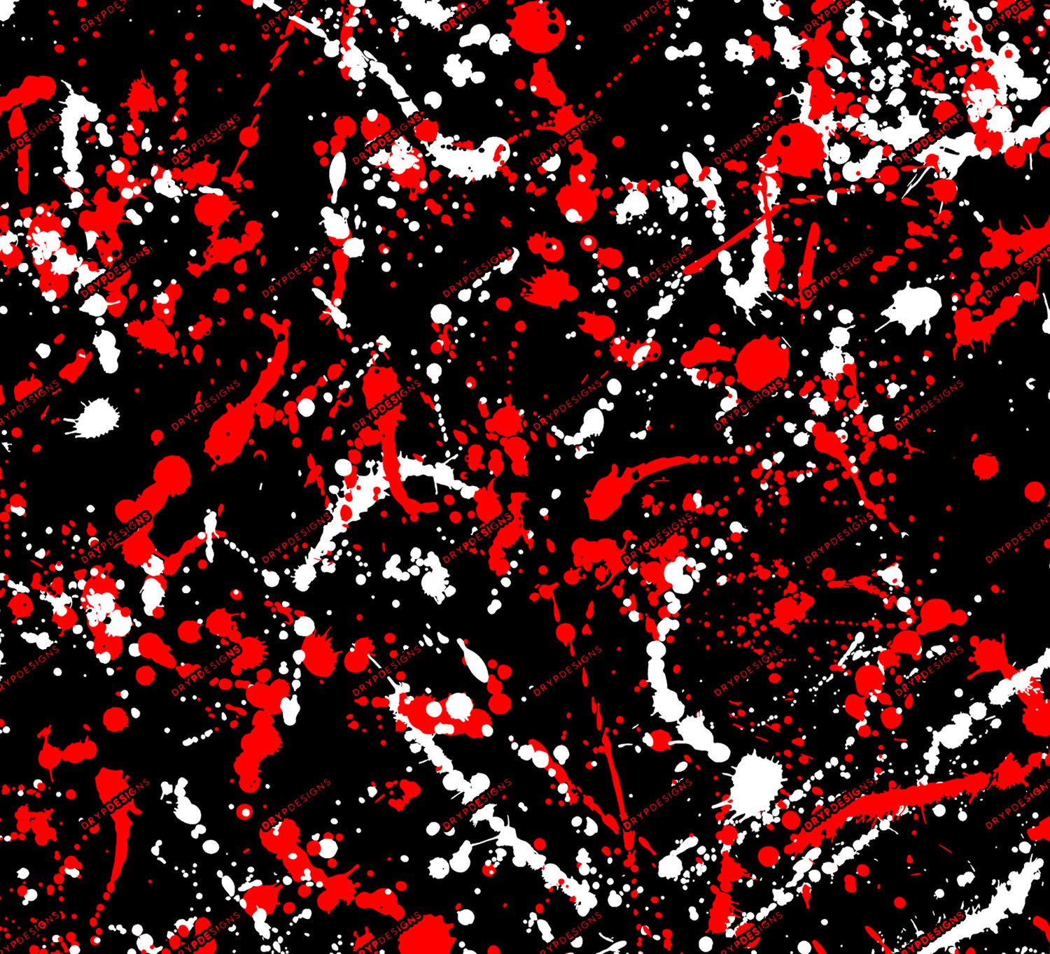 Black + White + Red Seamless Paint Splatter — drypdesigns