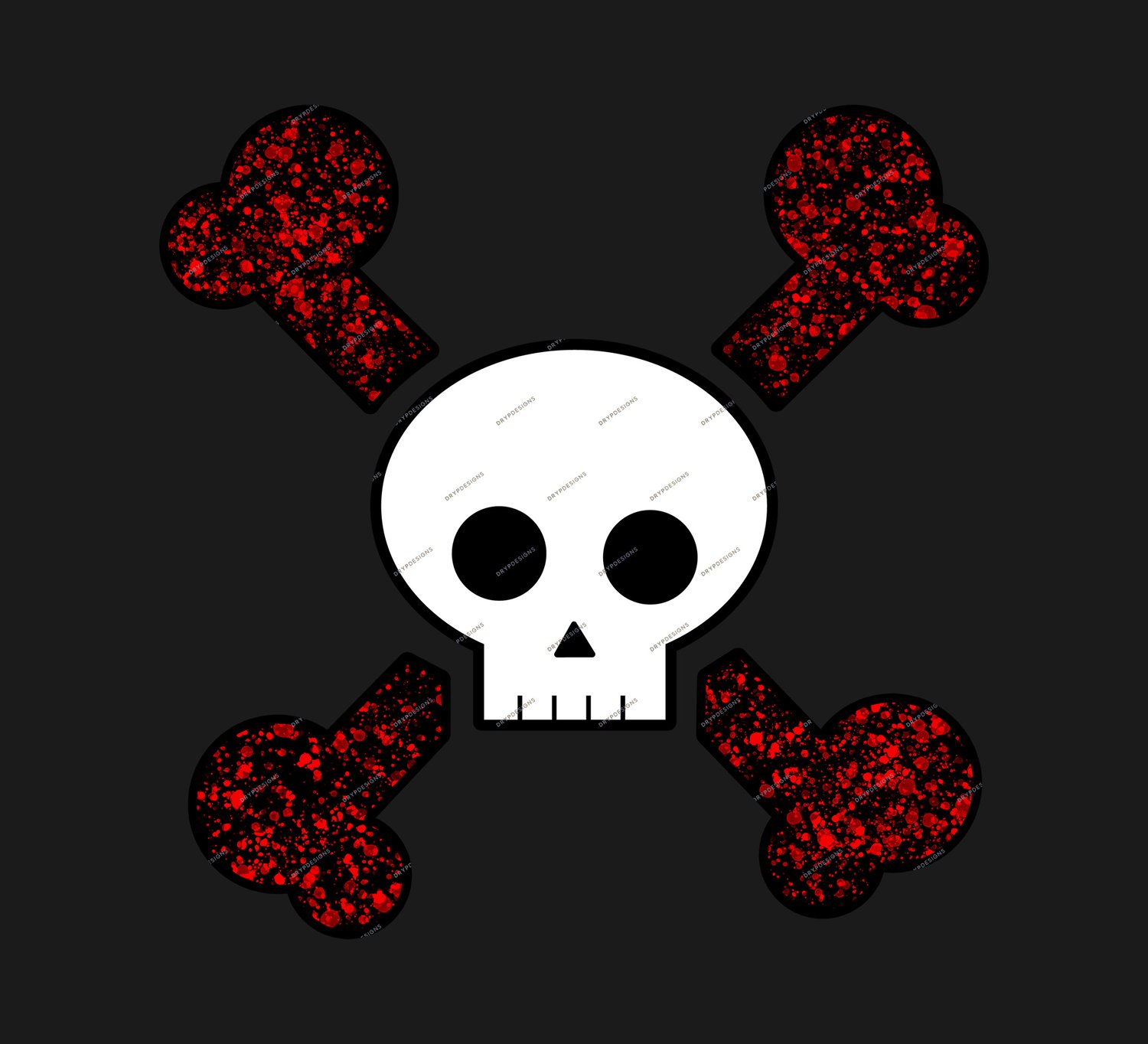 Blood Splatter Skull Bones PNG — drypdesigns
