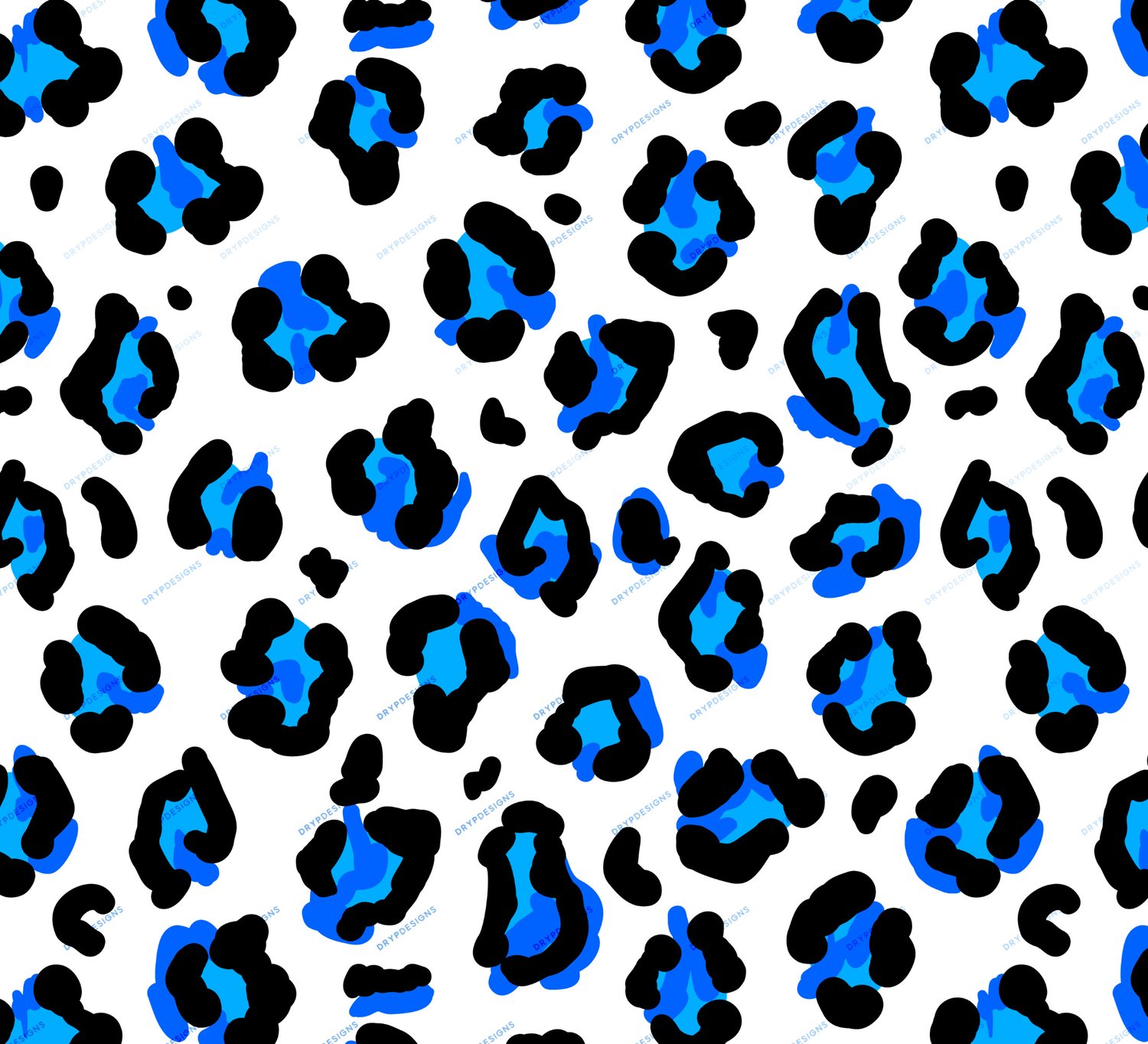 Blue Leopard Print Seamless Pattern SVG + PNG — drypdesigns