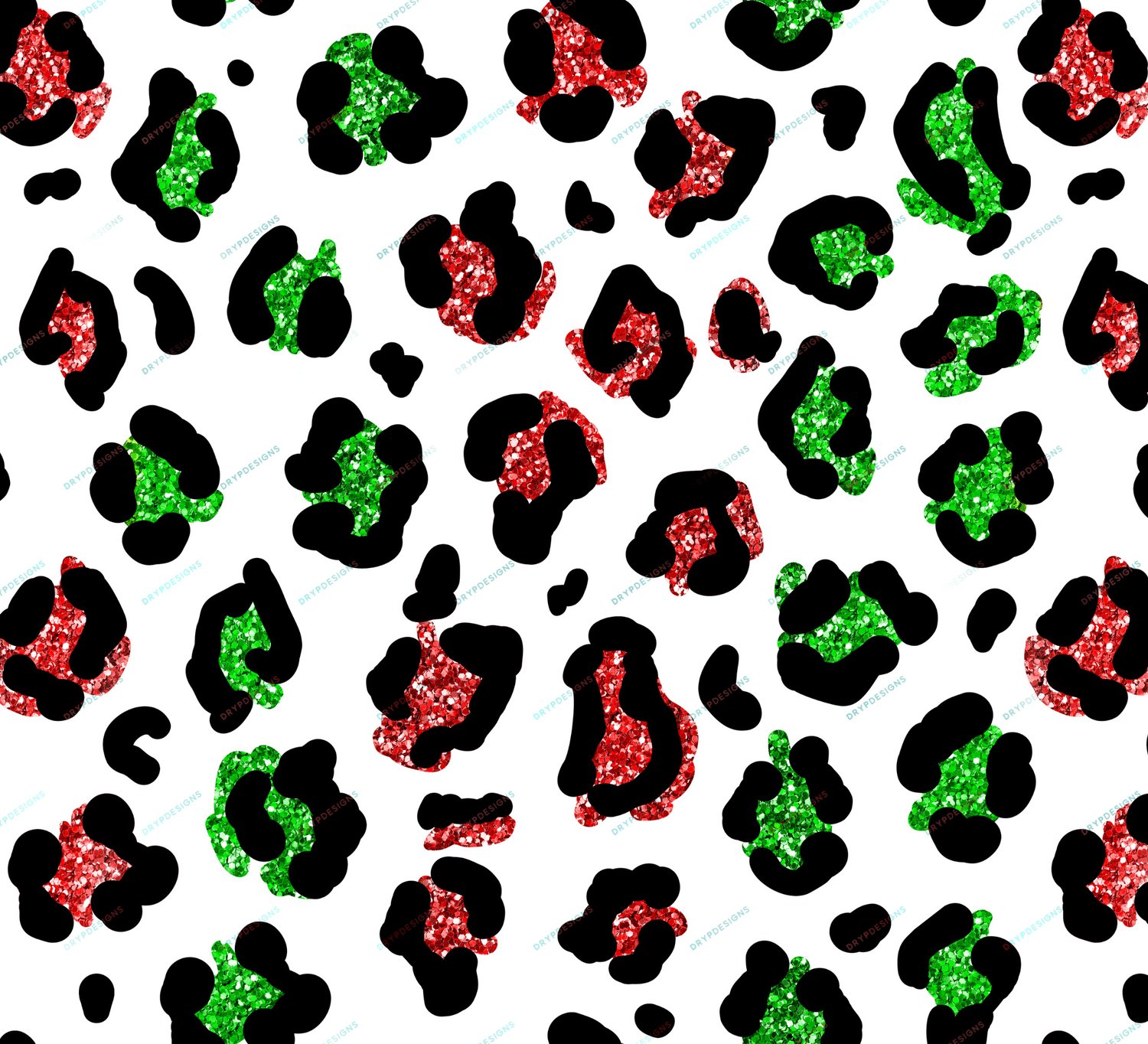 Red + Green Glitter Leopard Print Seamless — drypdesigns