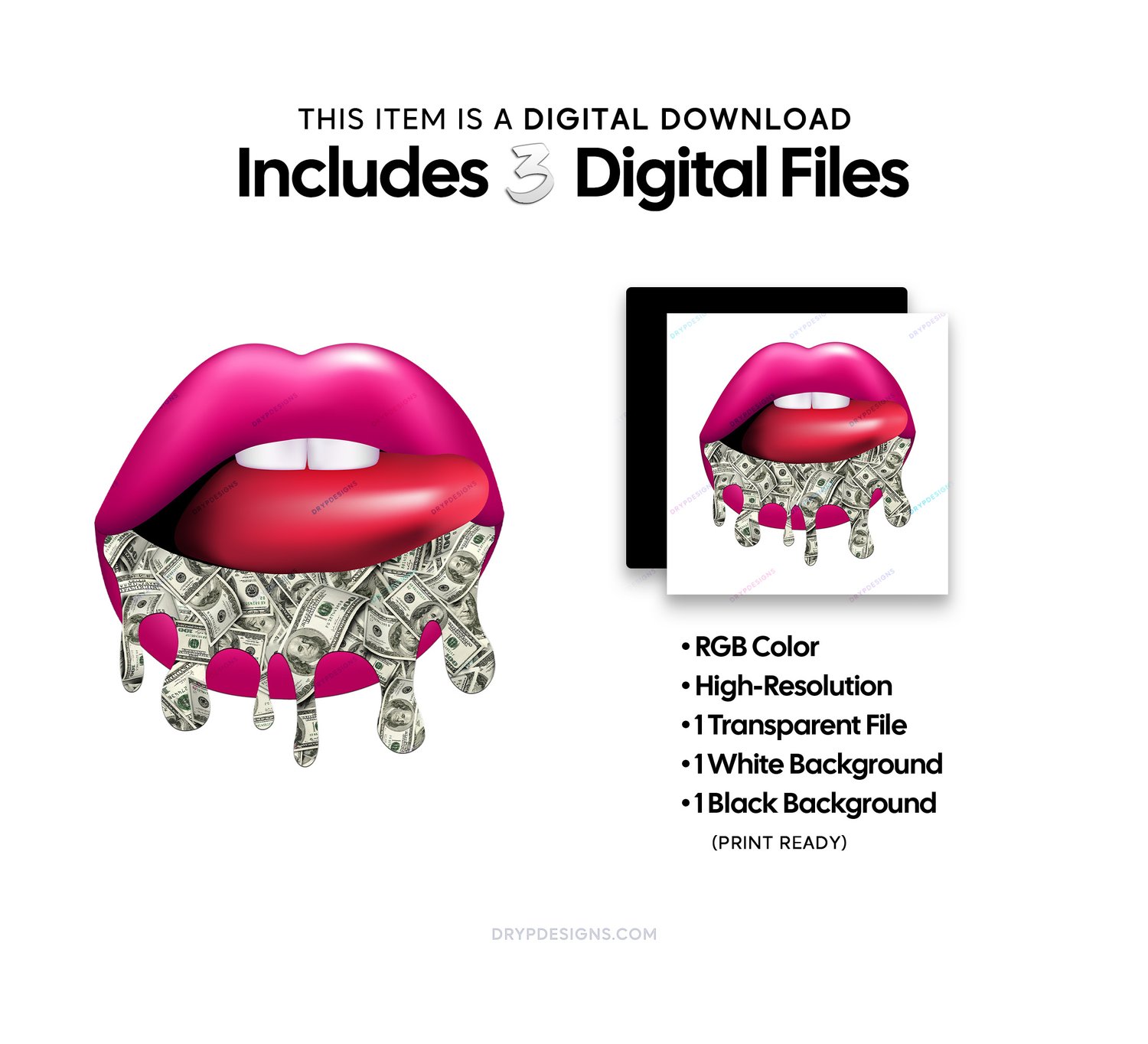 Dripping Lips LV Pink INSTANT DOWNLOAD print file PNG