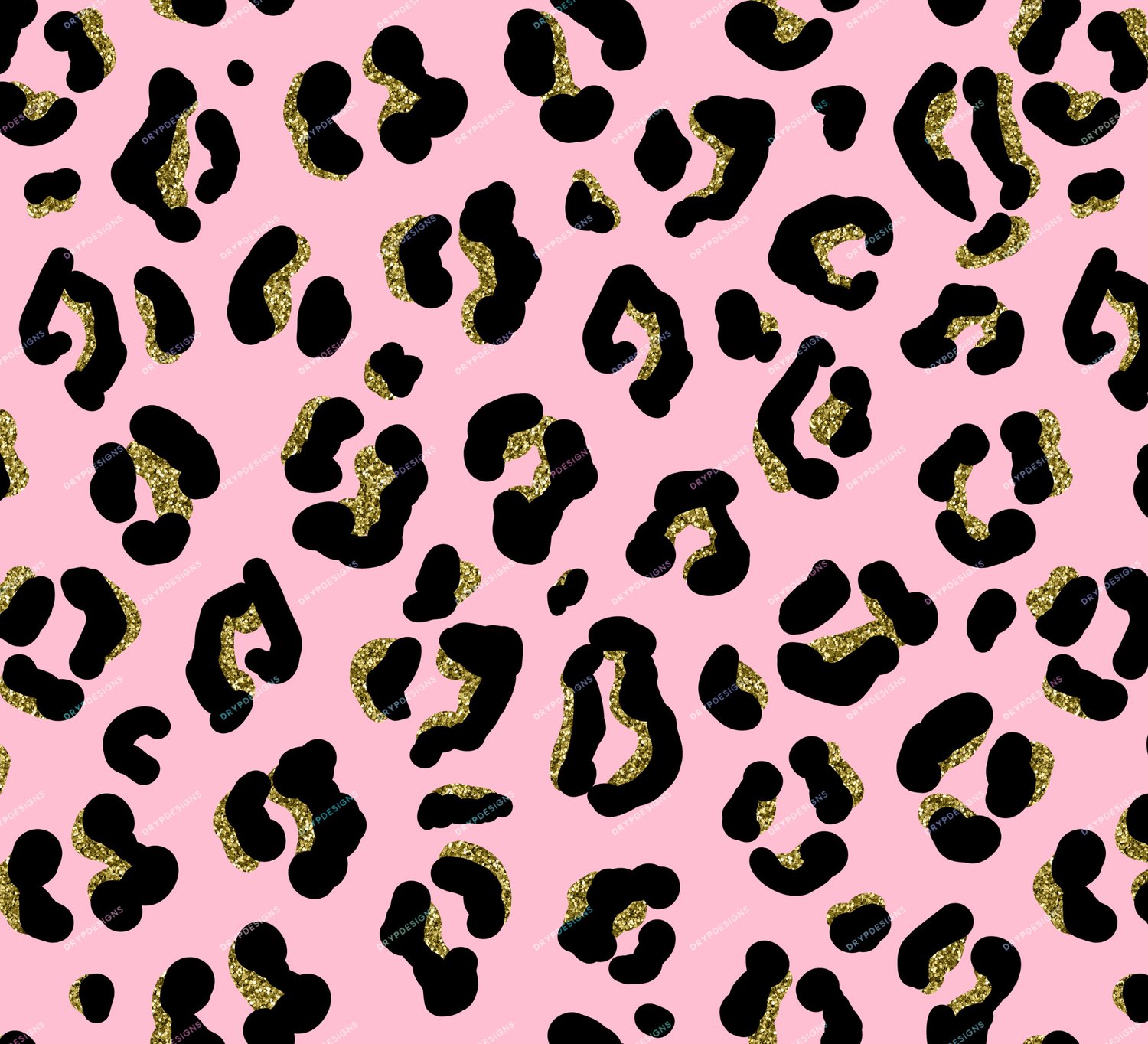 Bubble Gum Pink Leopard Seamless Gold Glitter — drypdesigns