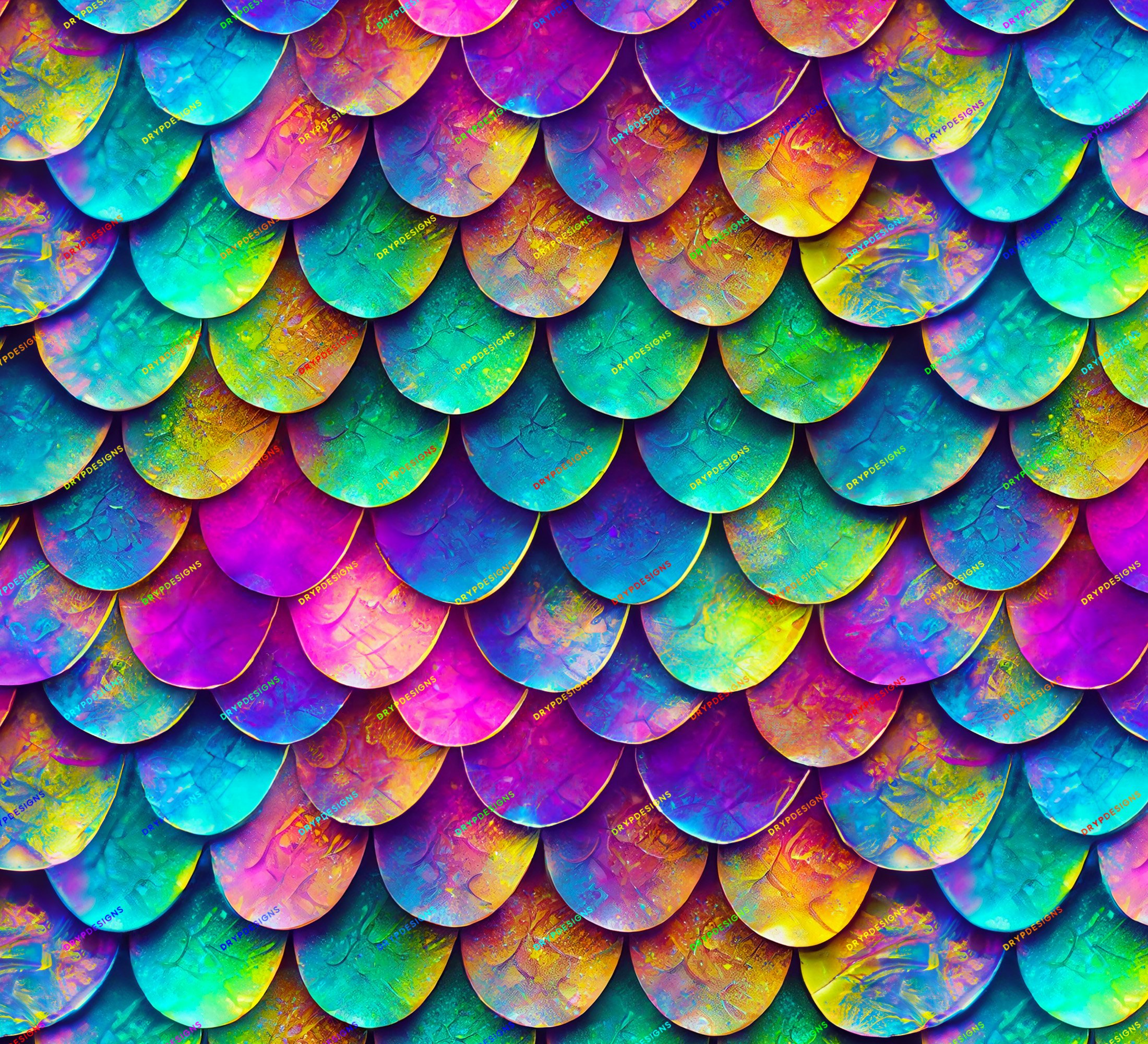 Rainbow Mermaid Scales Seamless Background — drypdesigns