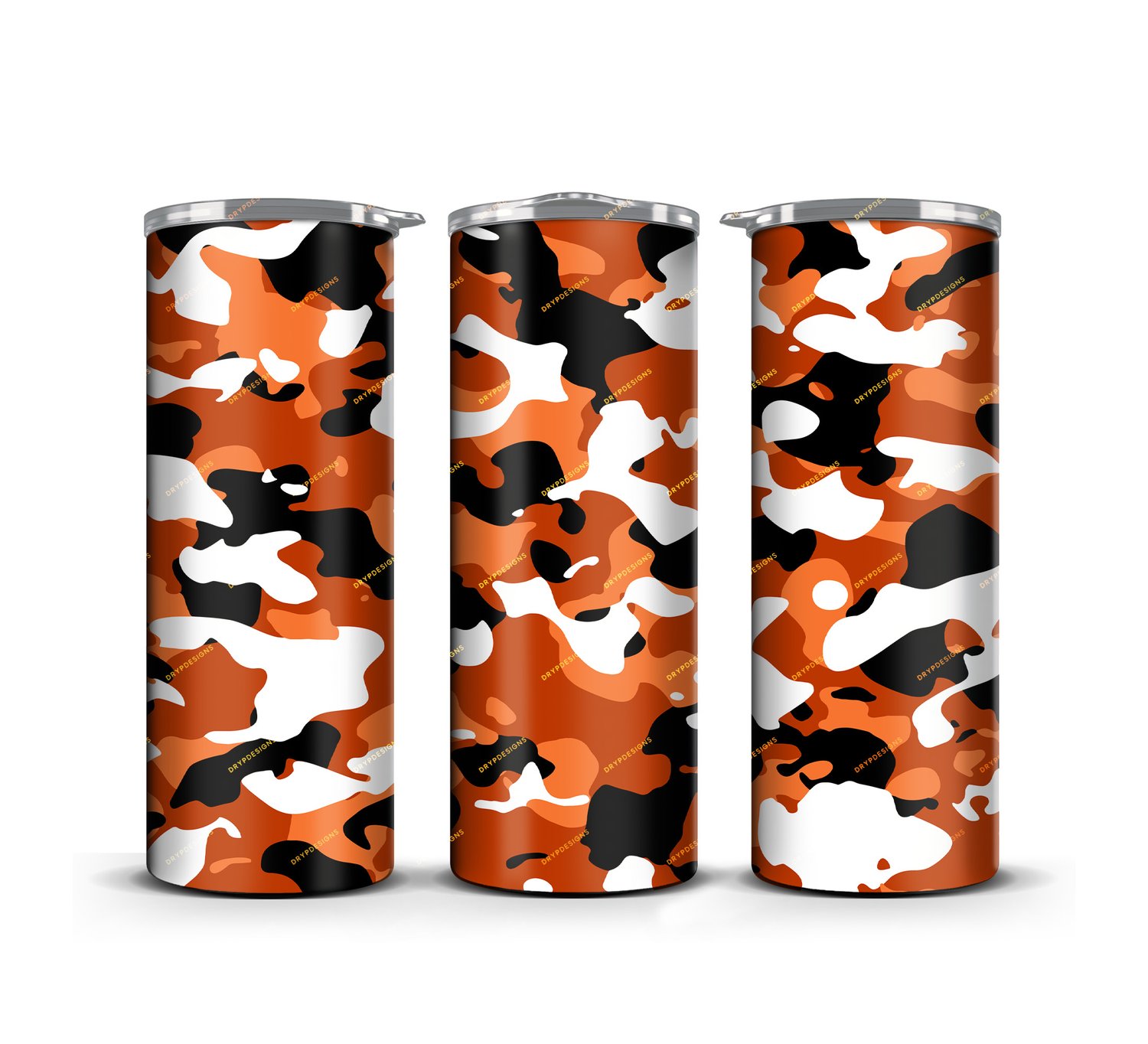 Orange Camouflage Tumbler Wrap PNG — drypdesigns