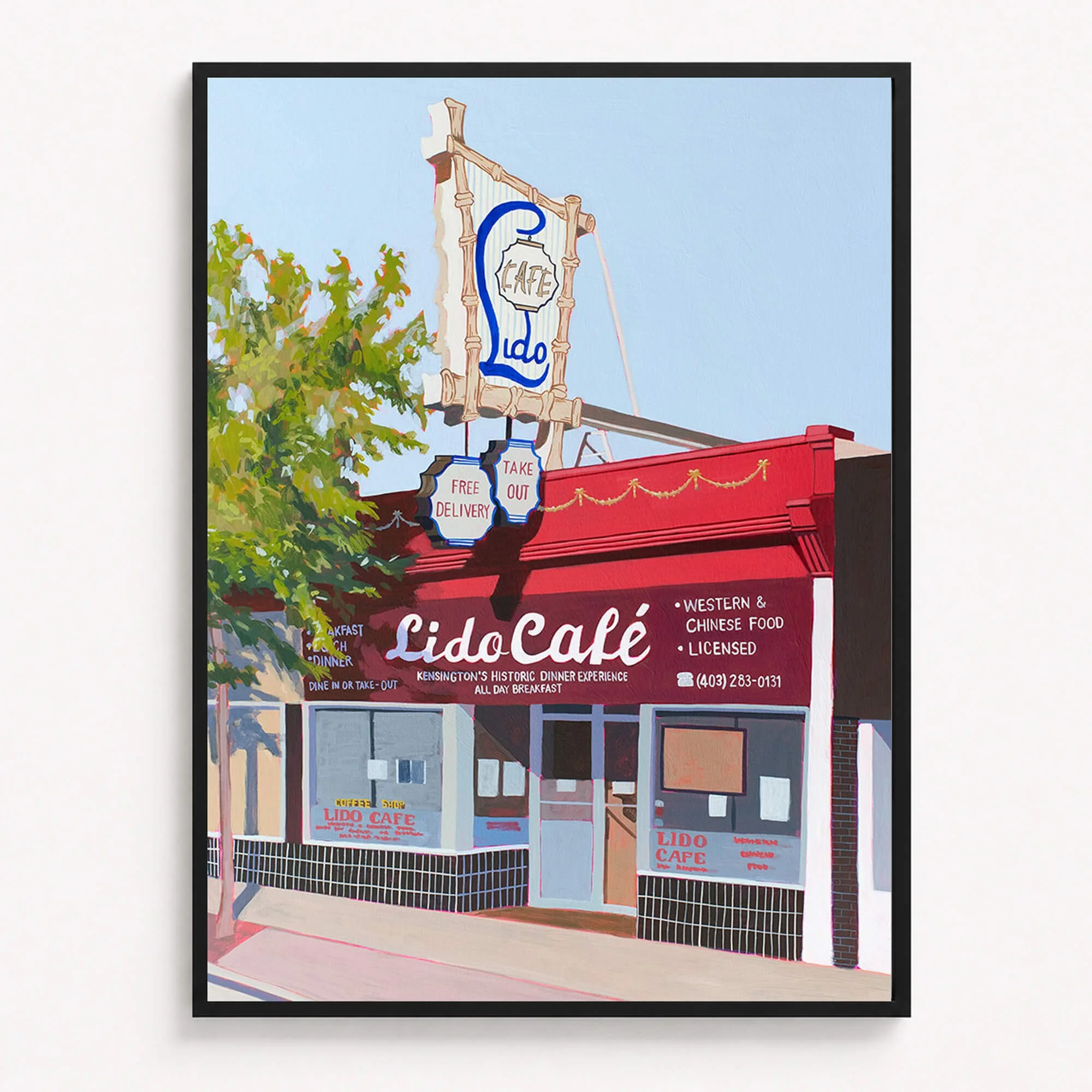Lido Cafe Framed Print — 18" x 24"