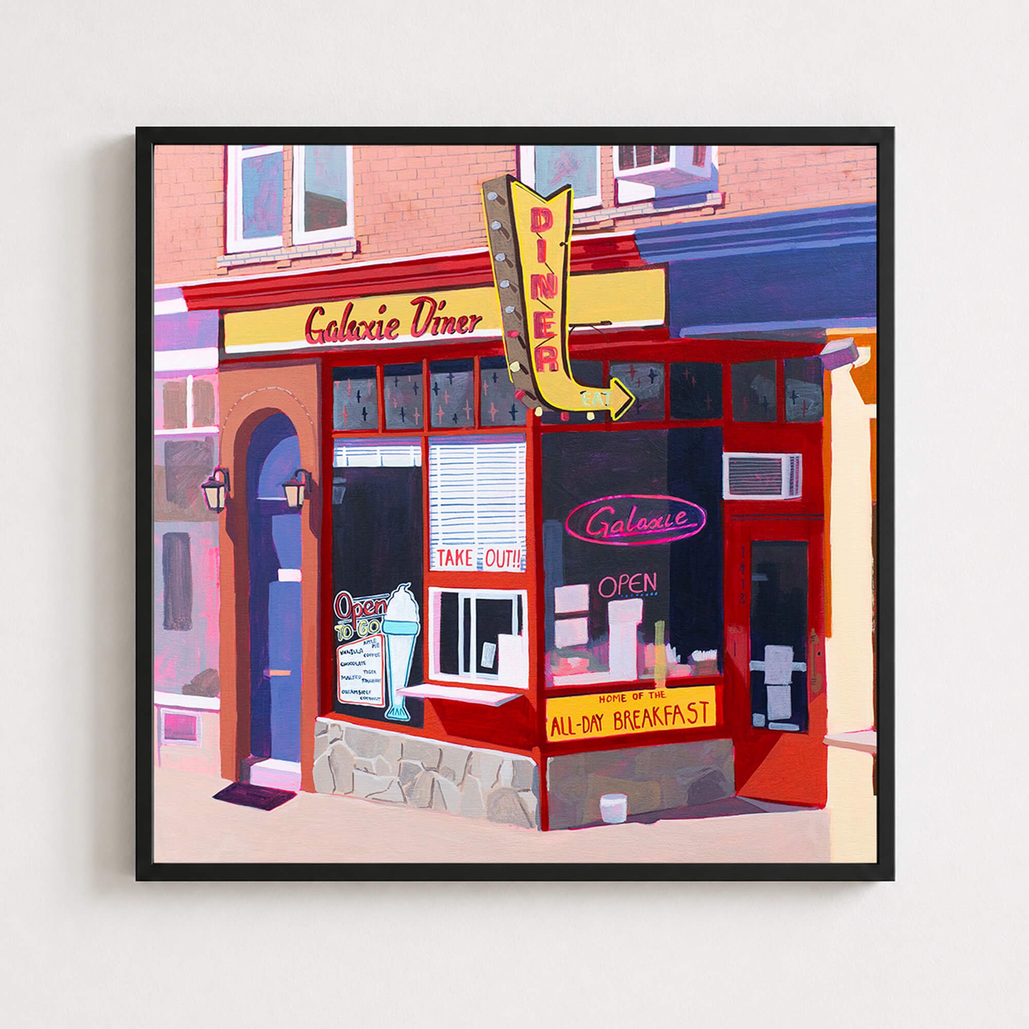 Galaxie Diner Framed Print — 18" x 18"