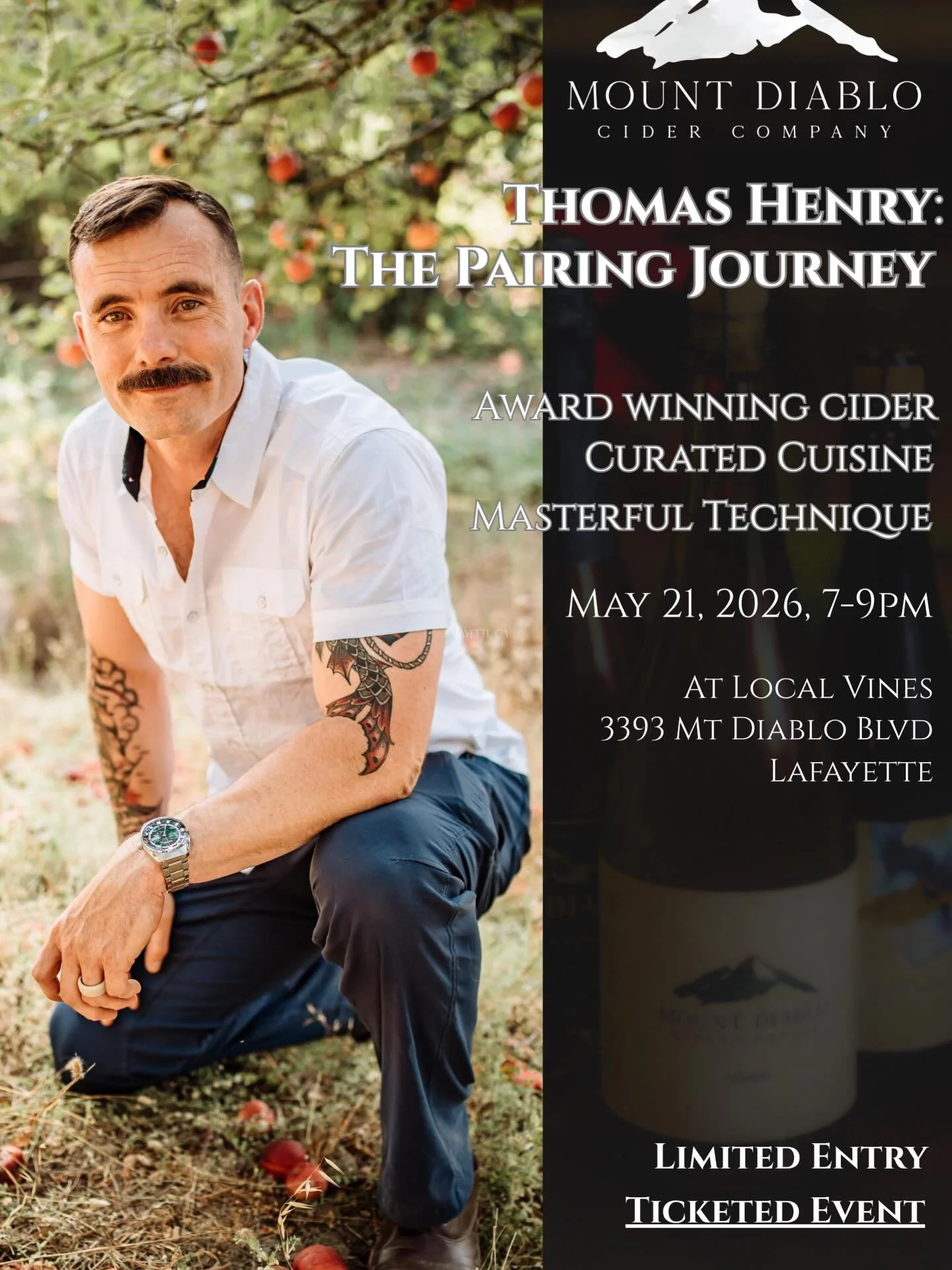Join us on Thursday, May 21st, for an elite culinary journey at Local Vines in Lafayette. This isn&rsquo;t just a tasting&mdash;it&rsquo;s an intimate, seated masterclass led by our visionary lead cidermaker, Thomas Henry.
As a multi-gold, Best in Cl