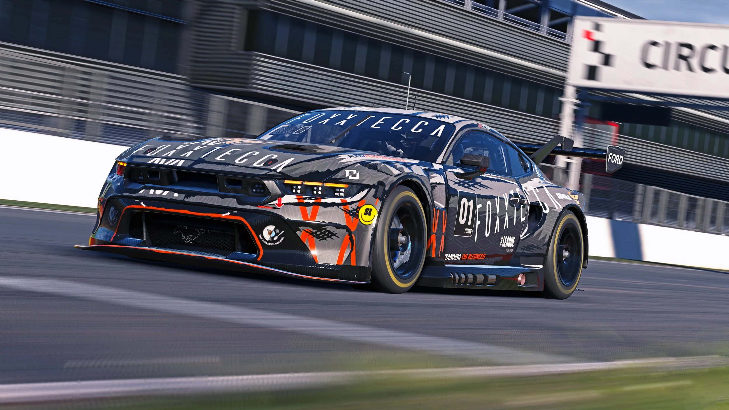 FOXXTECCA E-Sports Mustang GT3. 

DAKINS DESIGN is the official Livery Designer/Official Partner of FOXXTECCA E-Sports