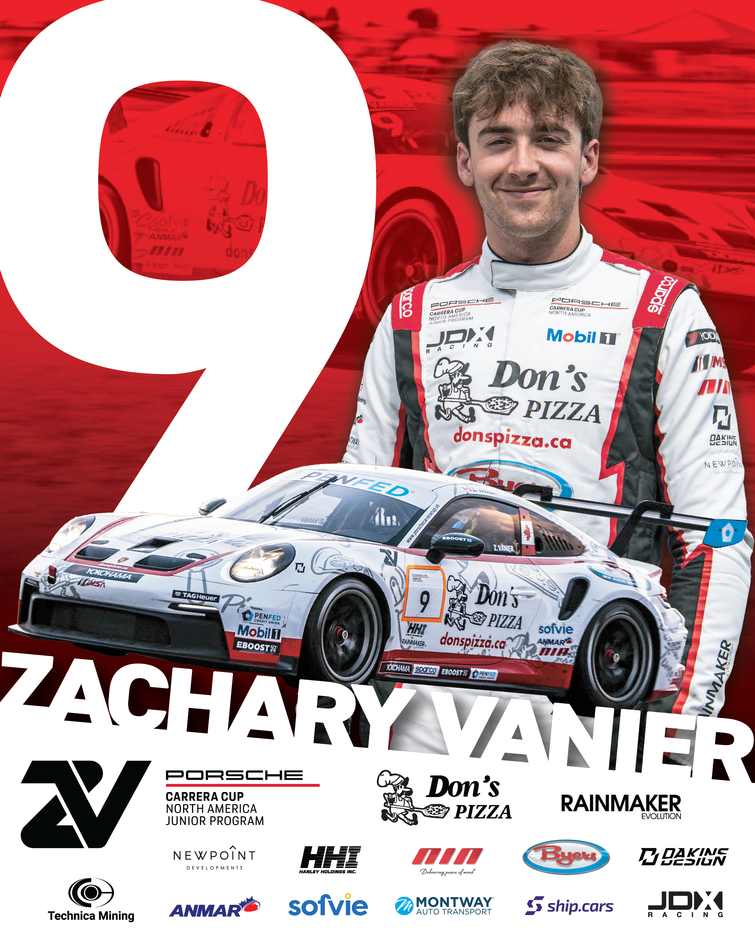 Hero Card for Zachary Vanier's 2025 Porsche Carrera Cup NA season