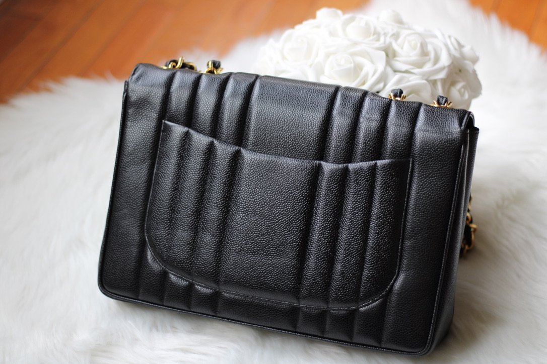 Chanel Black Chevron Leather Mademoiselle Vintage Flap Bag Chanel