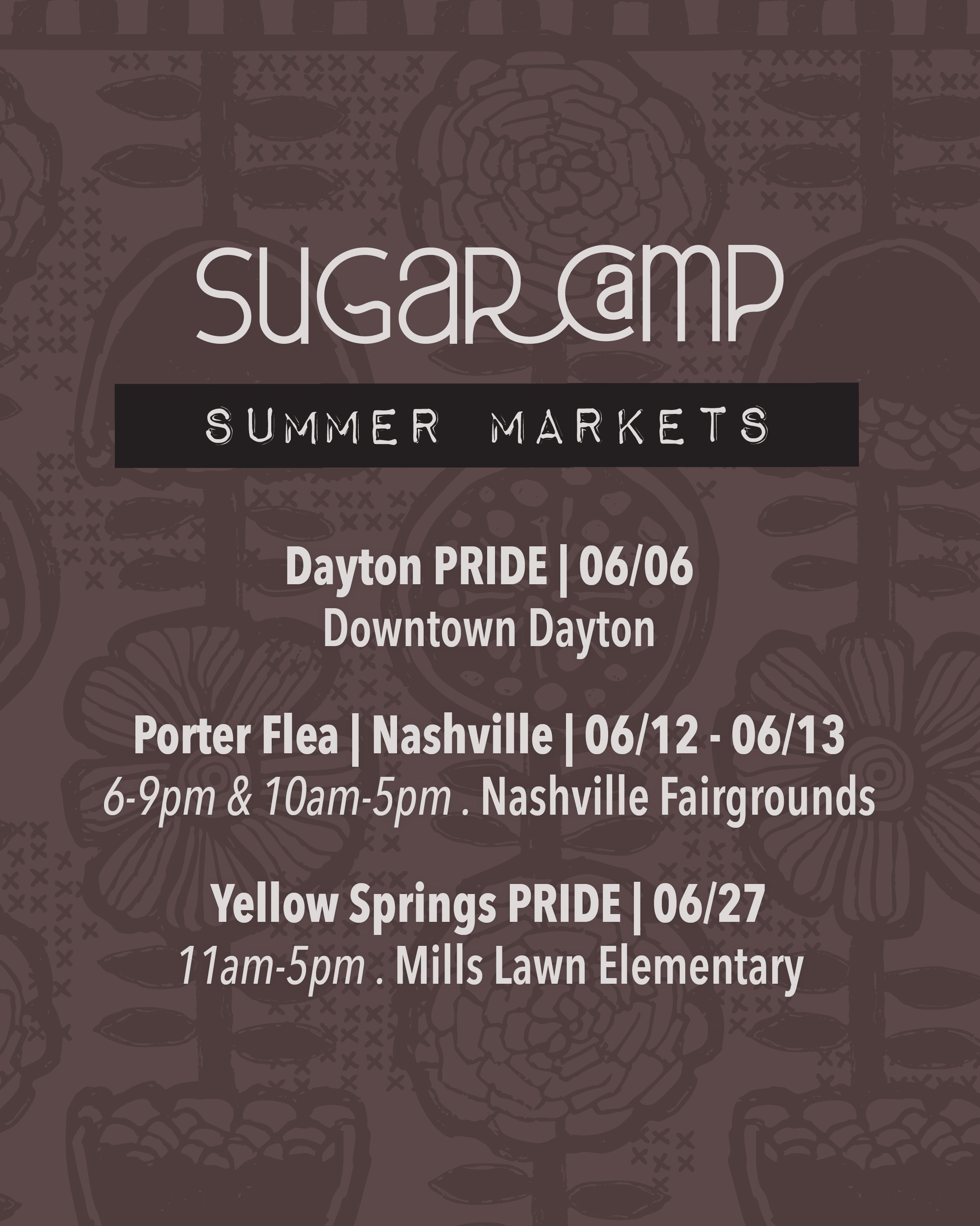 ☀️It&rsquo;s summer market season!☀️
I have two Prides coming up. THEN! a a big trip to Nashville! Can&rsquo;t wait to get out there and see/meet you all!

🌈Dayton PRIDE 
06/06
TBD . Downtown Dayton
@daytonlgbtcenter
🩷❤️🧡💛💚🩵💙💜

☀️Porter Flea
