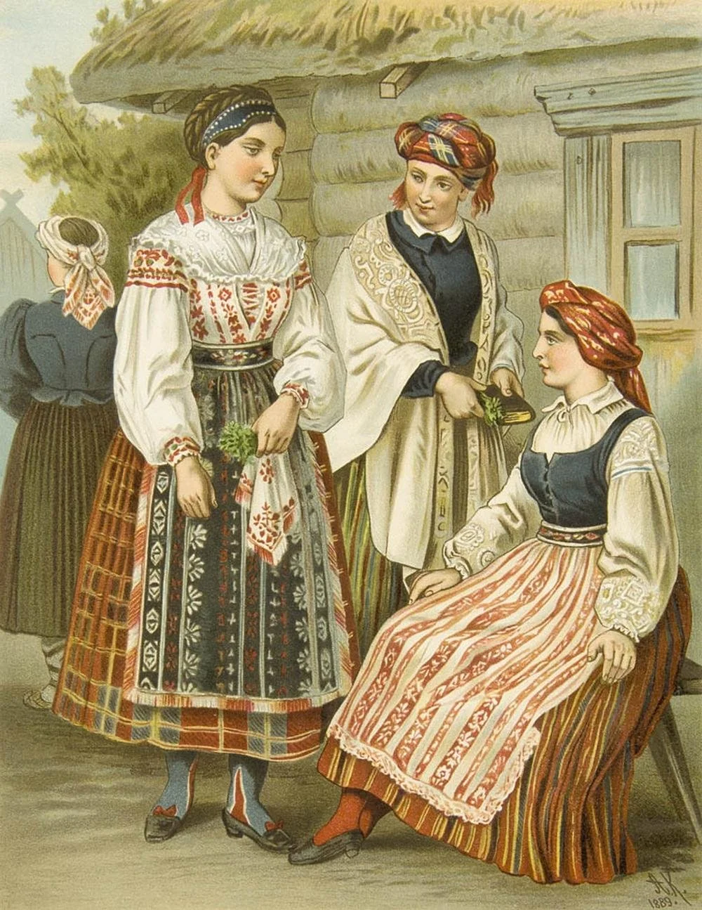 women in traditional Lithuanian dress