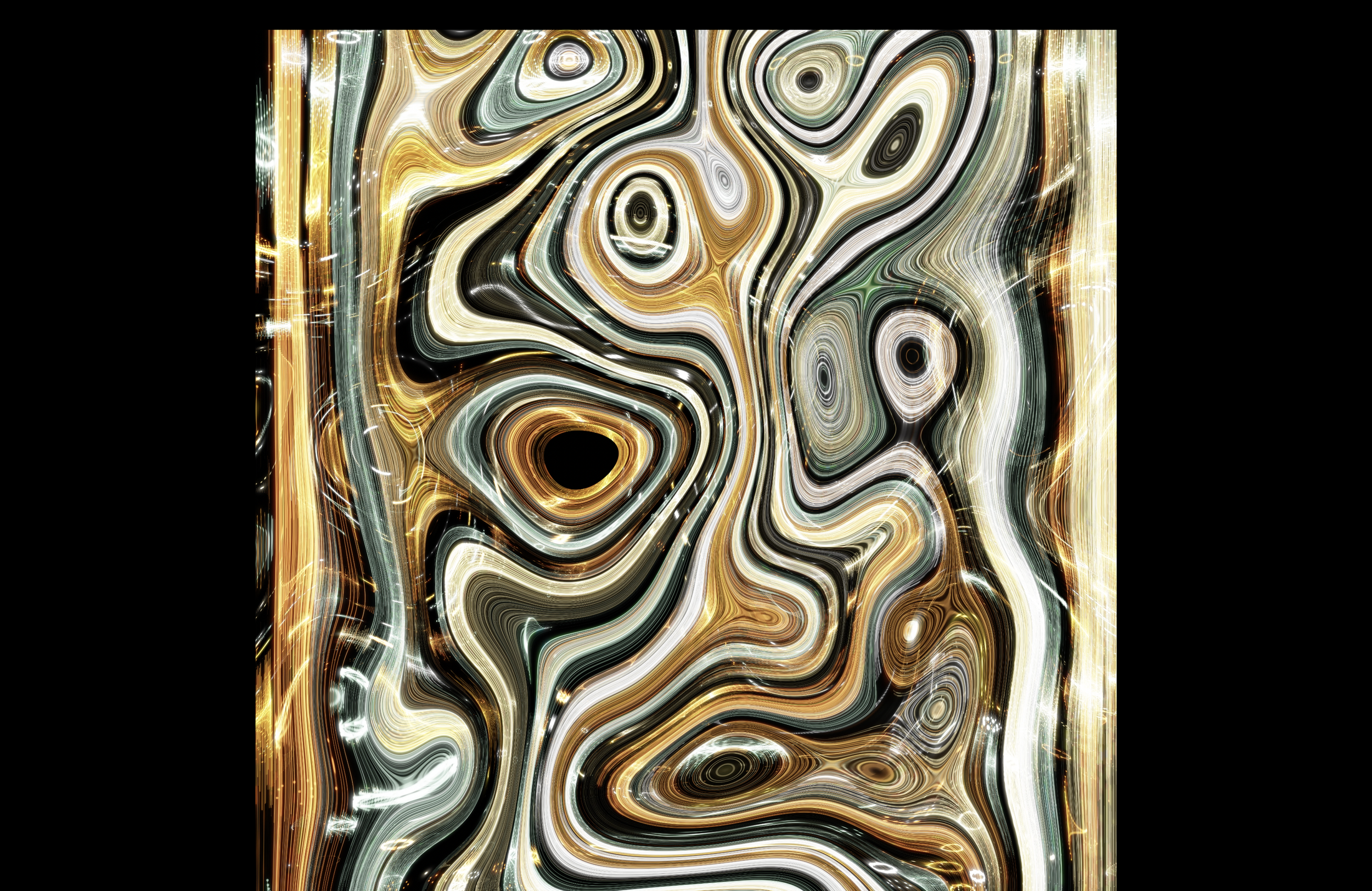 Chaotic Mixing

The marbled bands show a fluid that has been repeatedly stretched and folded. In 1984 Hassan Aref showed that even slow, orderly flows can mix chaotically, a process called chaotic advection, which now guides the design of microfluidi