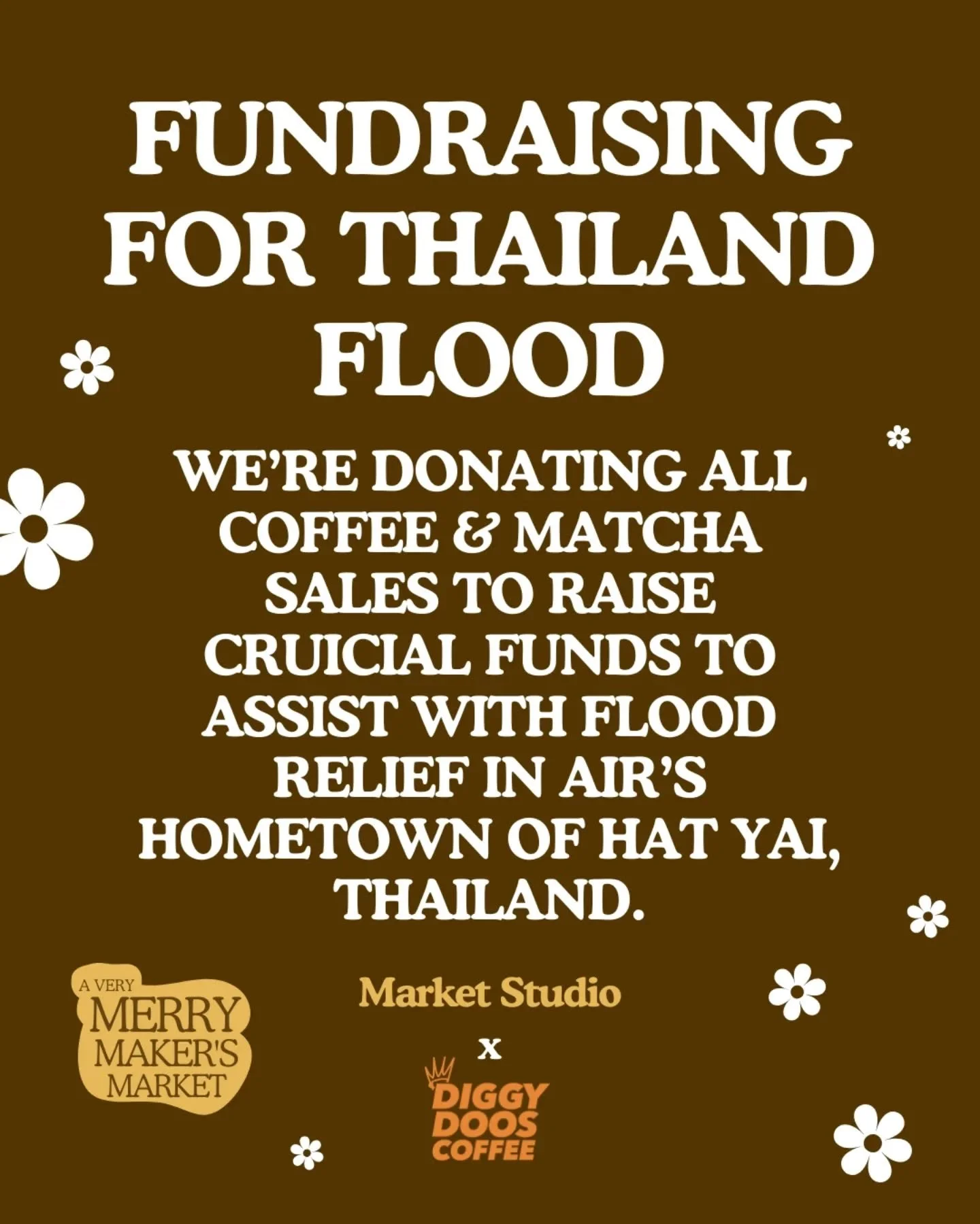 This Sunday at A Very Merry Maker&rsquo;s Market, we&rsquo;re raising funds for flood relief in Hat Yai, Thailand &mdash; Air&rsquo;s hometown.

Many of you already know that Air (Airr Made Ceramics) is Thai-Australian, and last week her hometown of 