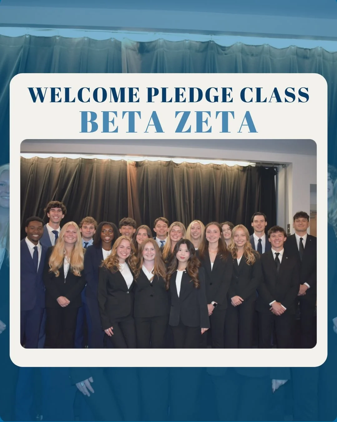 Introducing Pledge Class Beta Zeta! 

We are excited to announce the initiation of 19 new brothers. Congratulations to each of you. We are proud of the hard work and dedication you have put into this fraternity. Each of you truly represents what it m