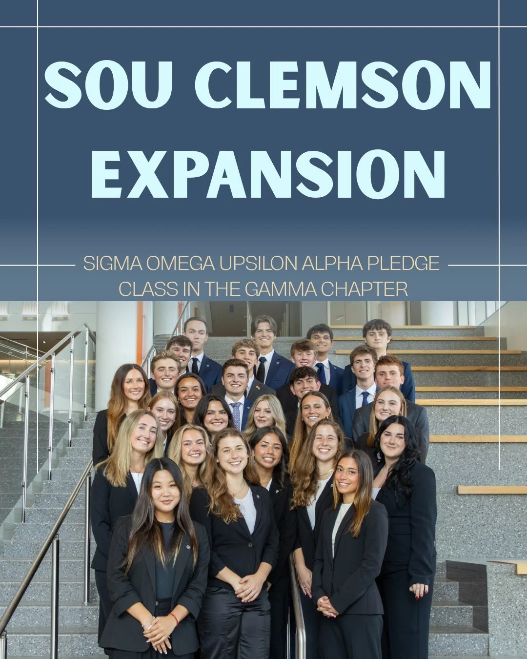 This past year our expansion team has worked tirelessly on expanding Sigma Omega Upsilon to other college campuses. After months of dedication, SOU is excited to announce the Gamma Chapter at Clemson headed by Zach Laglenne and Irene Liu. We are so i