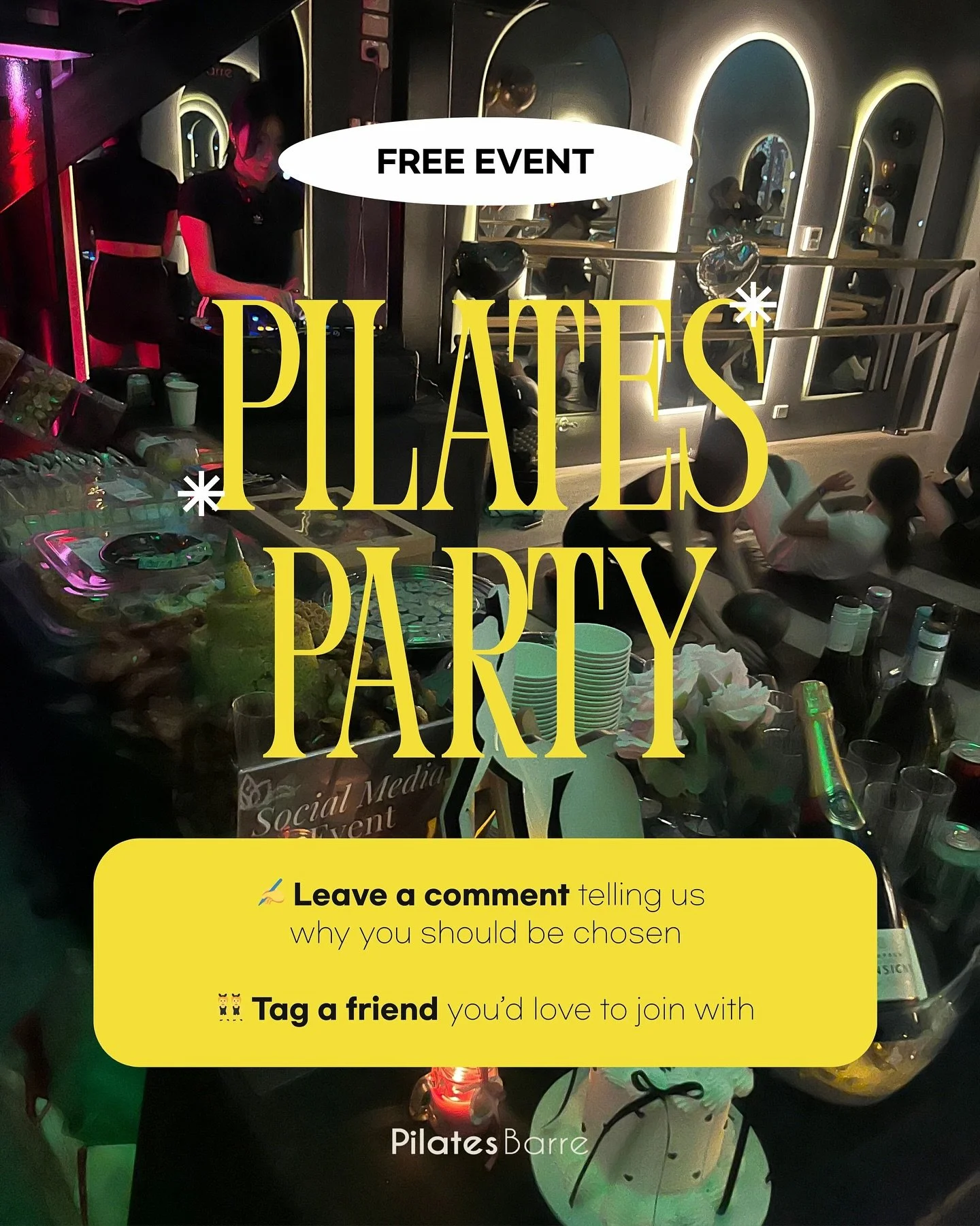 #Pilates #Party Package Launch Event✨

Join our comment event and get a chance to experience a trendy private Pilates party 🎶💖

🎁 Prizes
1st Place (for 1) - $990 Signature PKG for FREE
2nd Place: (for 3) - 50% OFF any package

💡 How to Enter
☝️Le