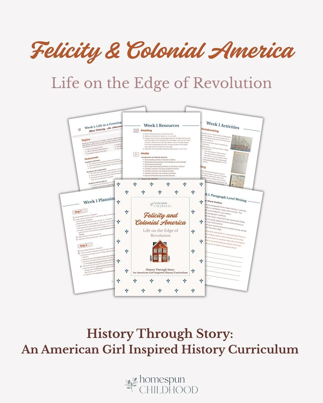 ✨Felicity and Colonial America ✨ 
The second unit&mdash;Felicity and Colonial America: Life on the Edge of Revolution&mdash;is here! This literature-based history curriculum helps kids explore colonial life and the Revolutionary War through reading, 