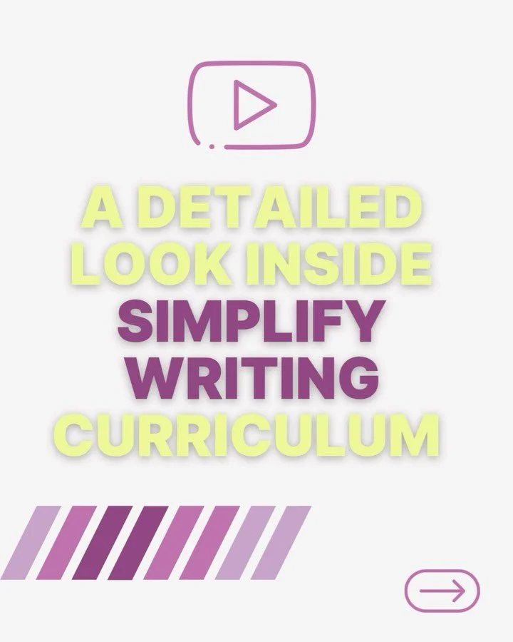 ✨ Simplify Writing Curriculum ✨

Y&rsquo;all have been asking for this video for months now! Head on over to my YouTube page for a detailed look inside Simplify Writing, an evidence-based writing curriculum for elementary and middle school students.
