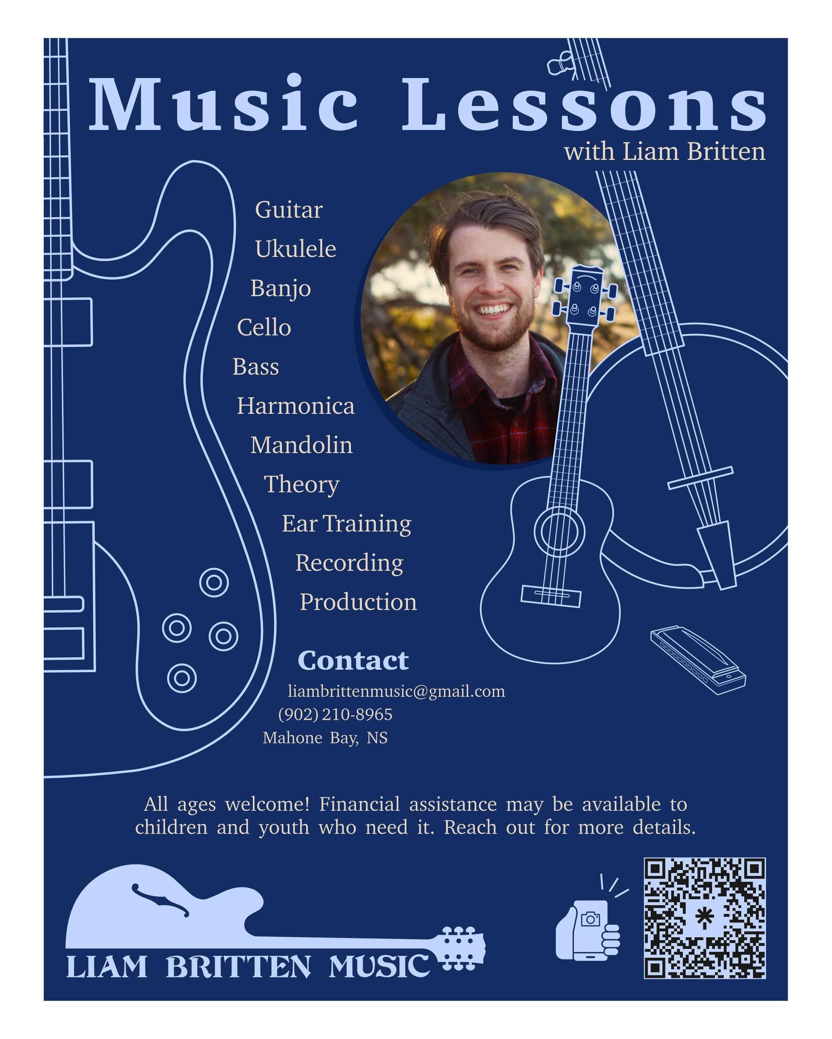 I have opened up my home studio for lessons this year. You can book lessons through my new website, https://www.liambrittenmusic.ca/ (link in bio) or contact me at liambrittenmusic@gmail.com or 902-210-8965. 

Check out this awesome poster by my amaz