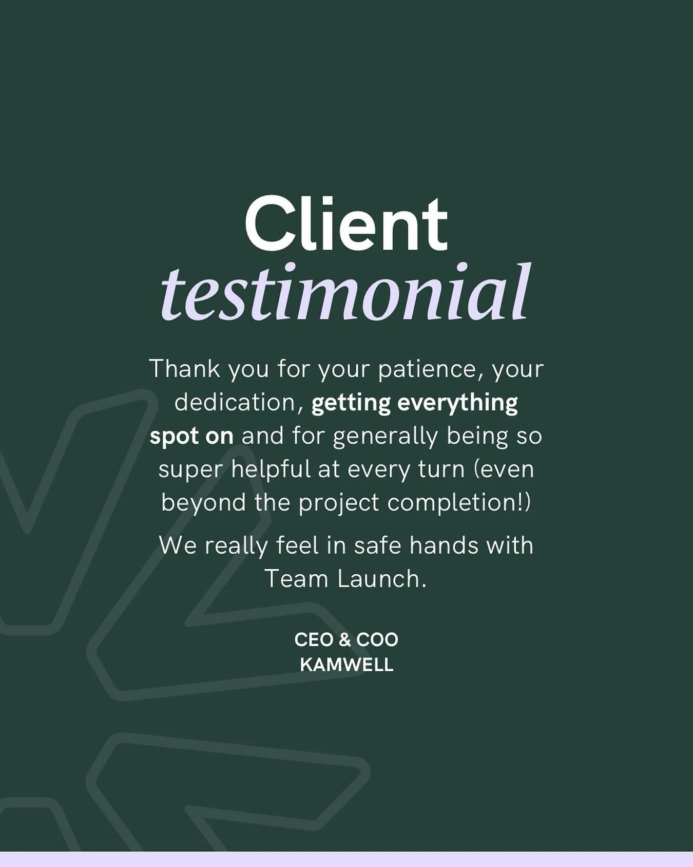 It&rsquo;s always lovely to hear such nice feedback from our clients 💙

We&rsquo;ve worked with the @kamwellltd team since 2017, so to still be getting such positive feedback means a lot!

#launchstudiouk #hertsbusinesses&nbsp;#stalbans&nbsp;#creati