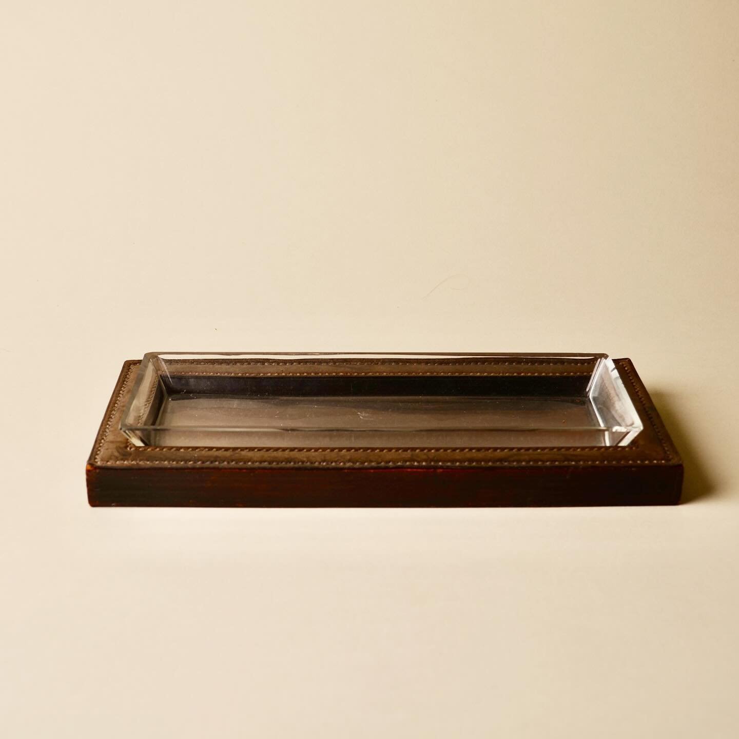 Leather and crystal pen tray by Paul Dupre-Lafon for Hermes. 1940s. 

Measures: 11&rdquo; x 5&rdquo;