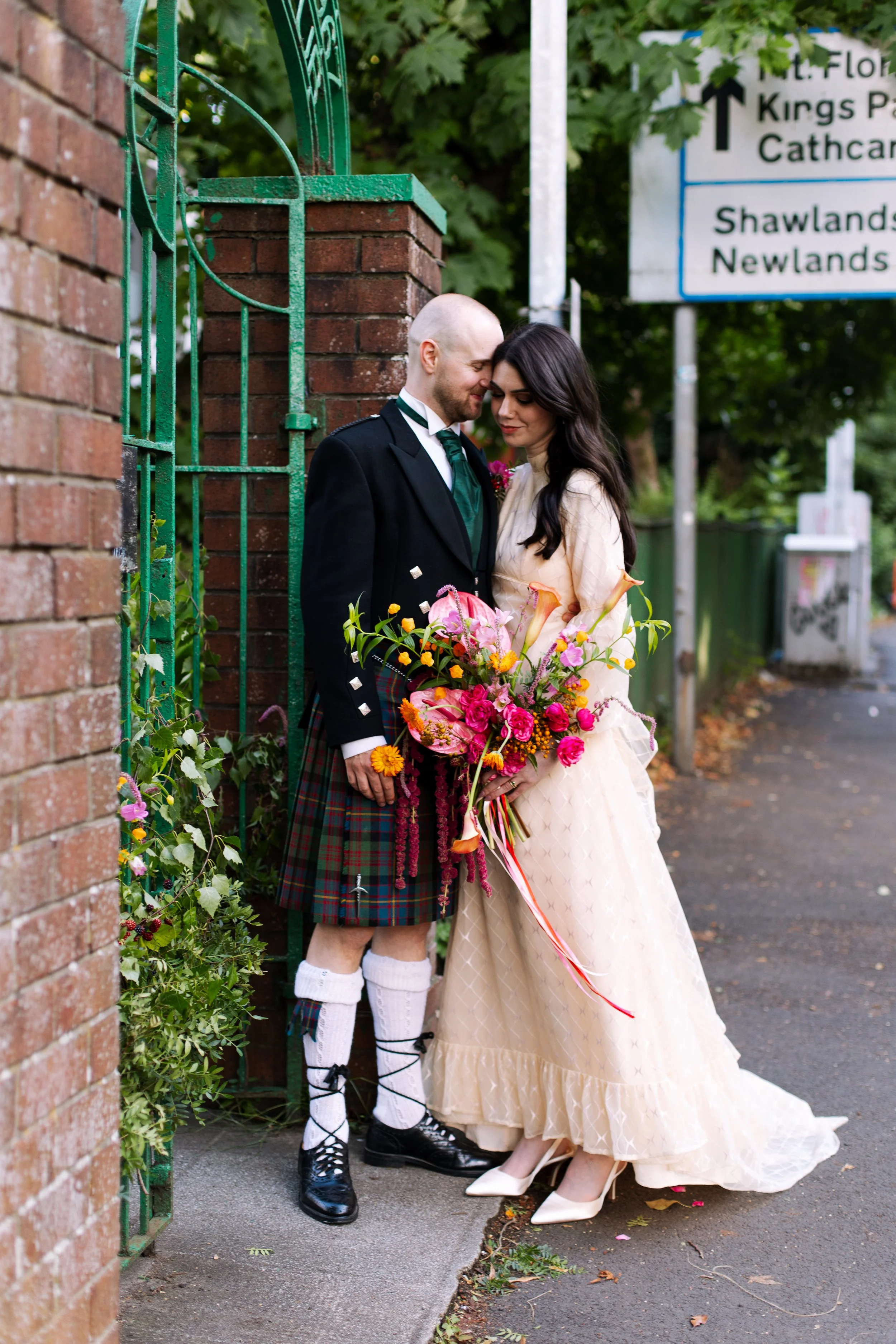 A weird and wonderful wedding at Queens Park Bowling Club, Glasgow with alternative florist, Rook Botanics.