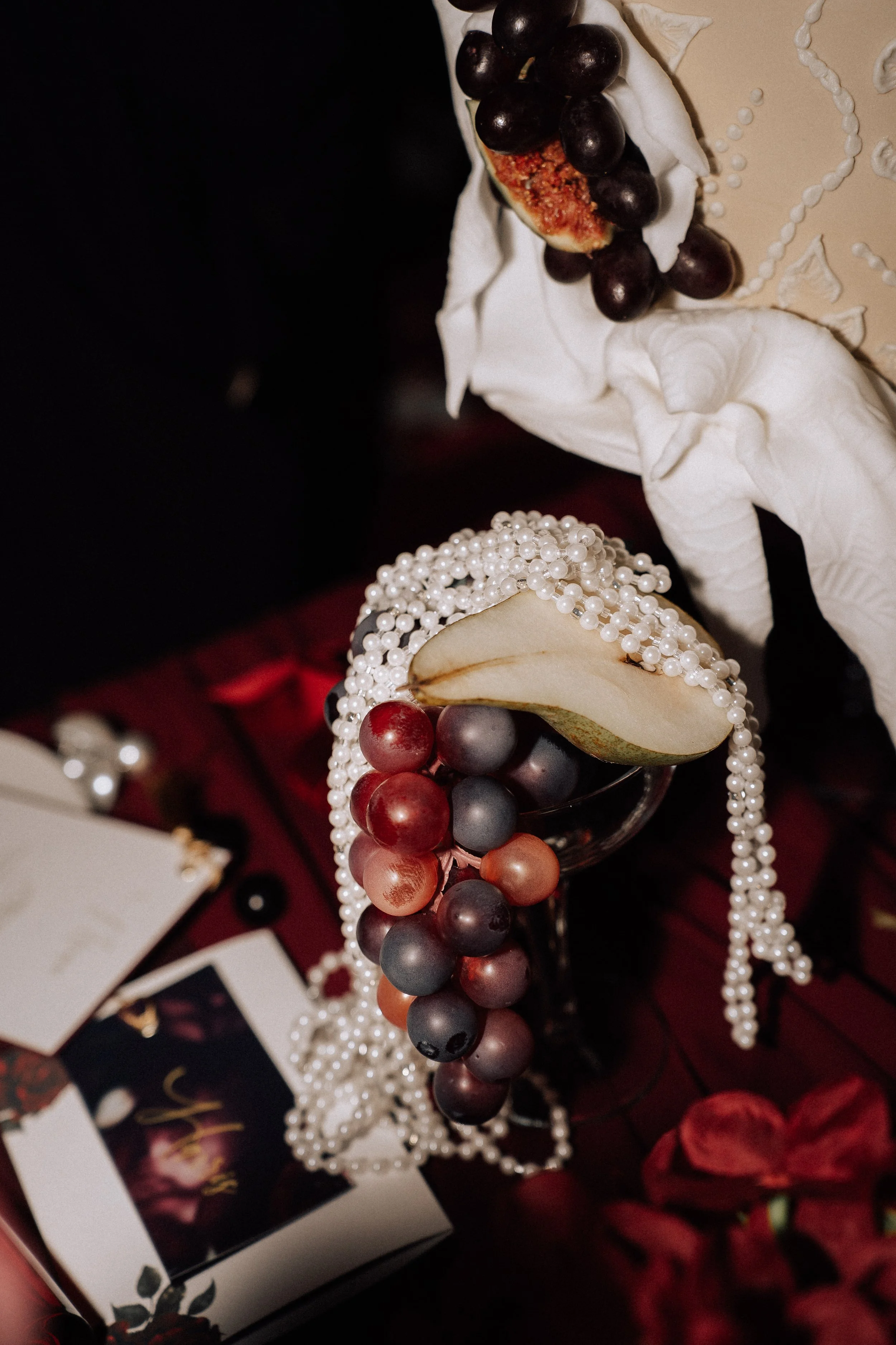 Decadent and vampy wedding photoshoot in Shawlands at The Marlborough with Glasgow florist, Rook Botanics.