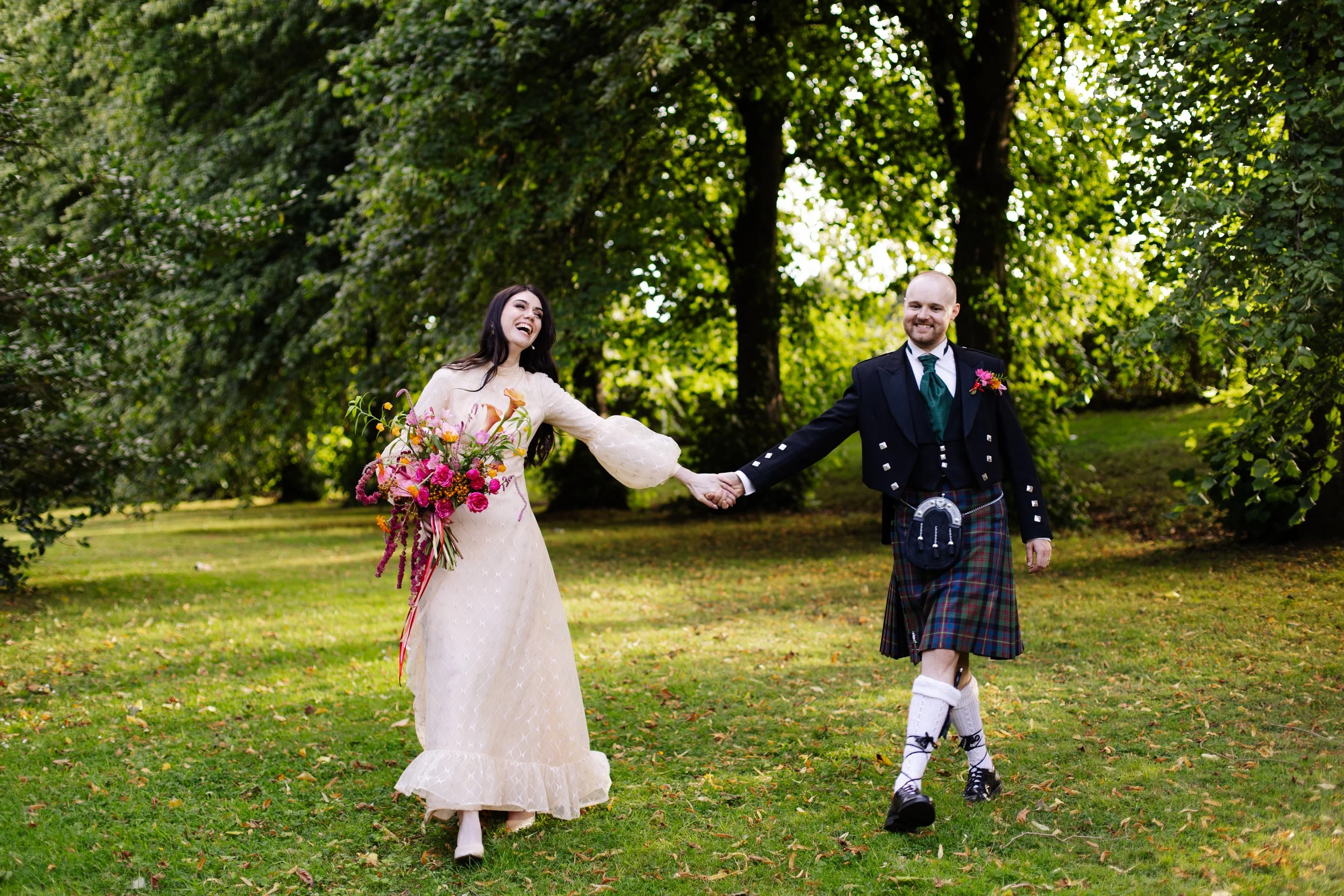 A weird and wonderful wedding at Queens Park Bowling Club, Glasgow with alternative florist, Rook Botanics.