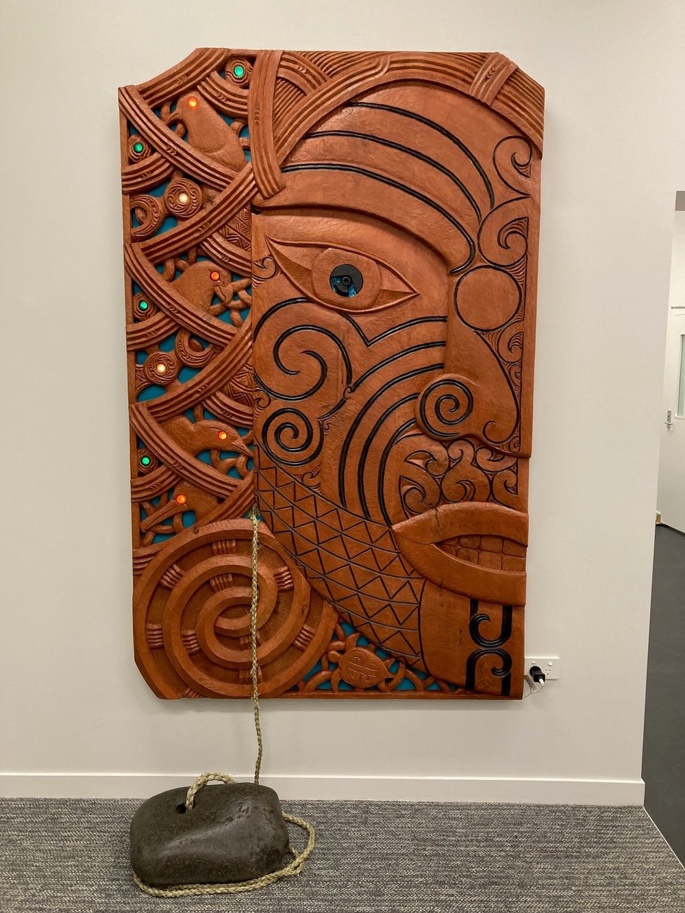 Te kupenga arorangi - a new whakairo within the control centre by artist Alex Whitaker