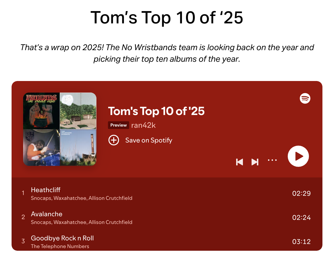 Tom’s Top 10 of ‘25