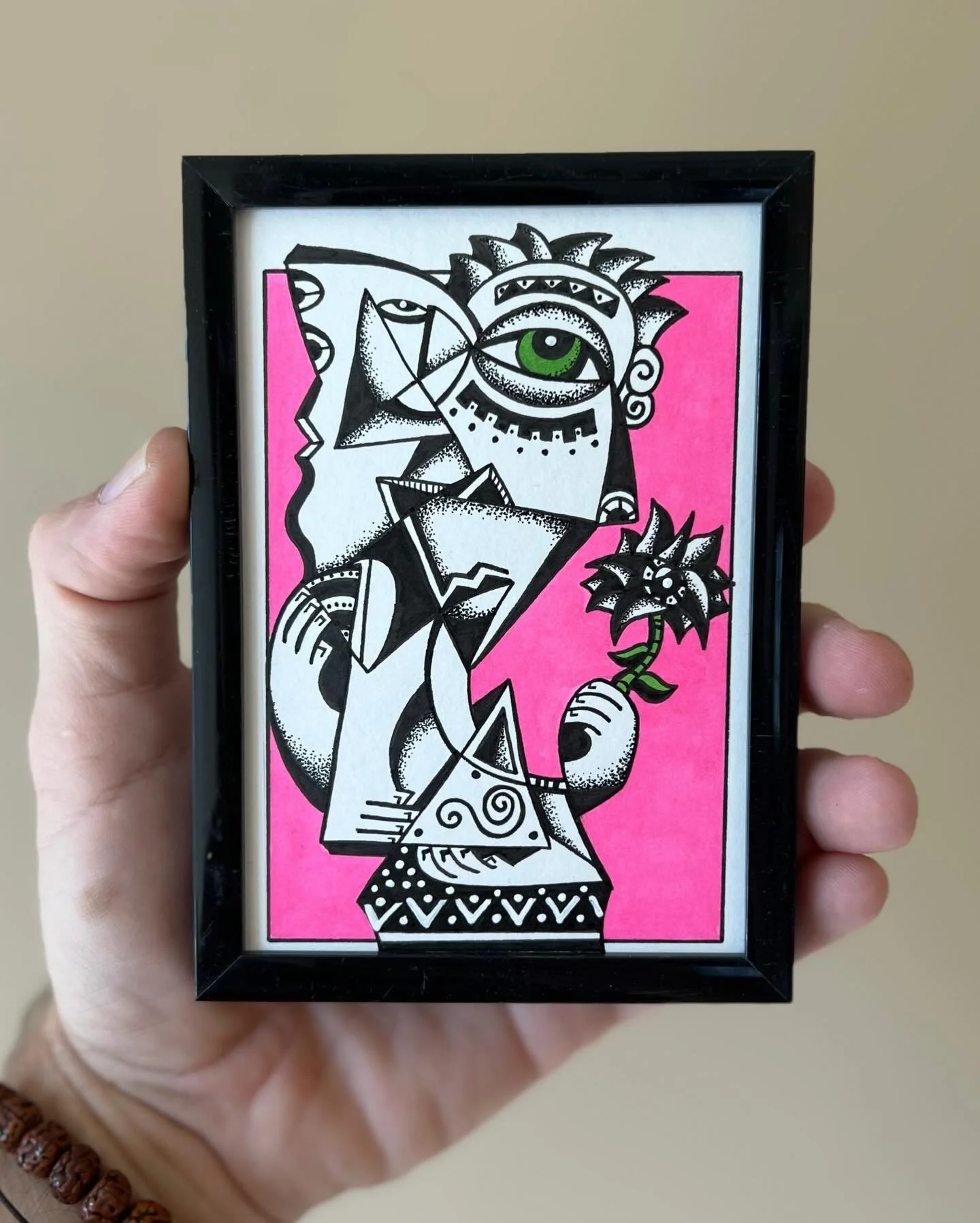 My miniature art is without a doubt my favorite thing to create. This brand new piece is now available. 

__________________________________________
&ldquo;The Romantic&rdquo; 
3.5x5 inches (frame included) 
Ink and marker on paper 
c. 2025

If you l