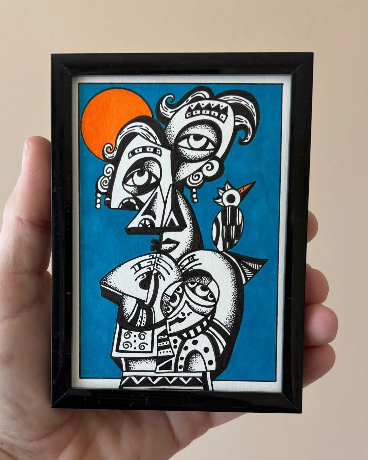 &ldquo;Some truths are only spoken softly.&rdquo; 

 ✨The Sweet Whisper 
&bull; Frame included
&bull; 3.5 x 5 inches
&bull; Ink on paper
&bull; c. 2026

One of a kind. Available now. 

#cubism #picasso #dessin #cubistartist