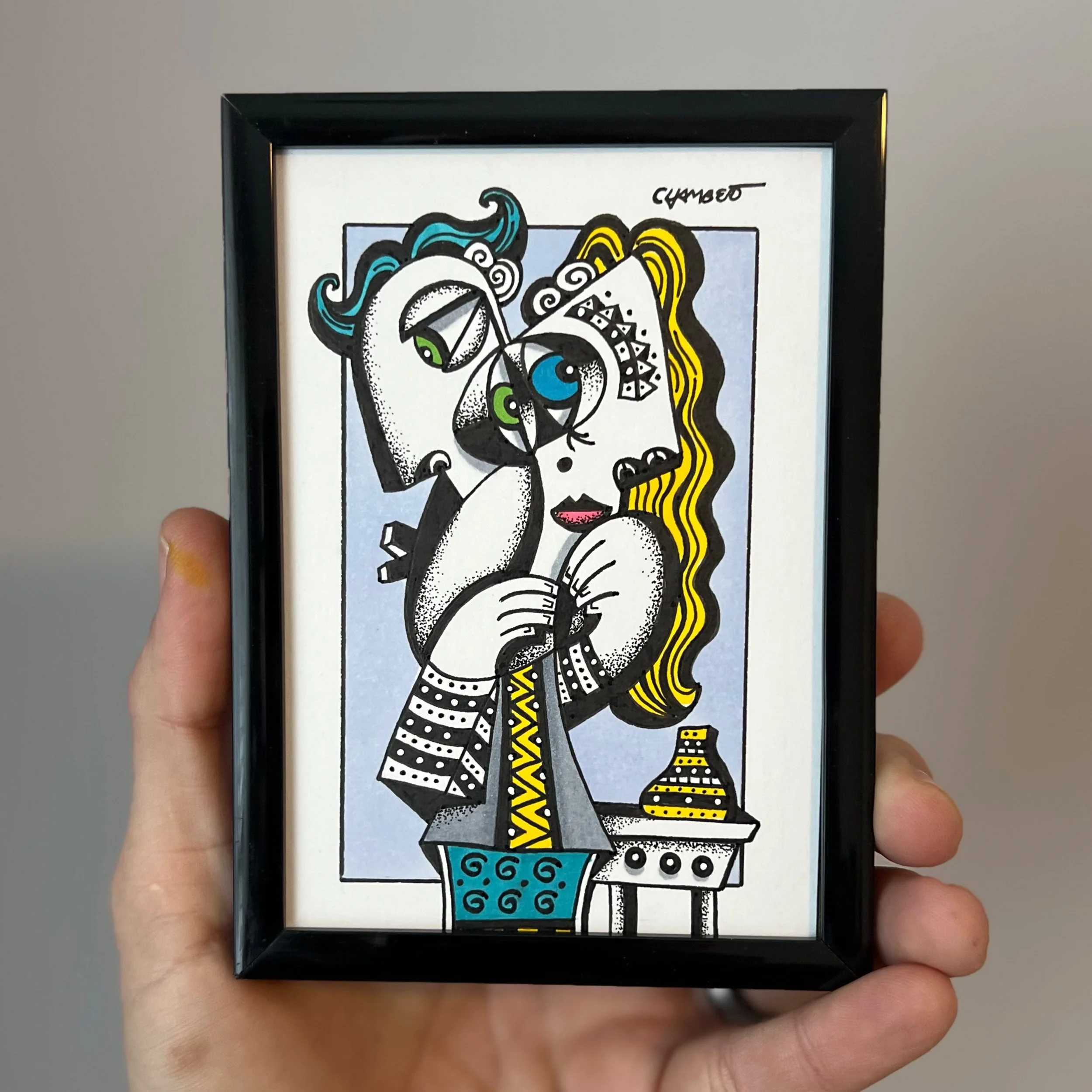 Entwined in Stillness - Original Framed Miniature Art