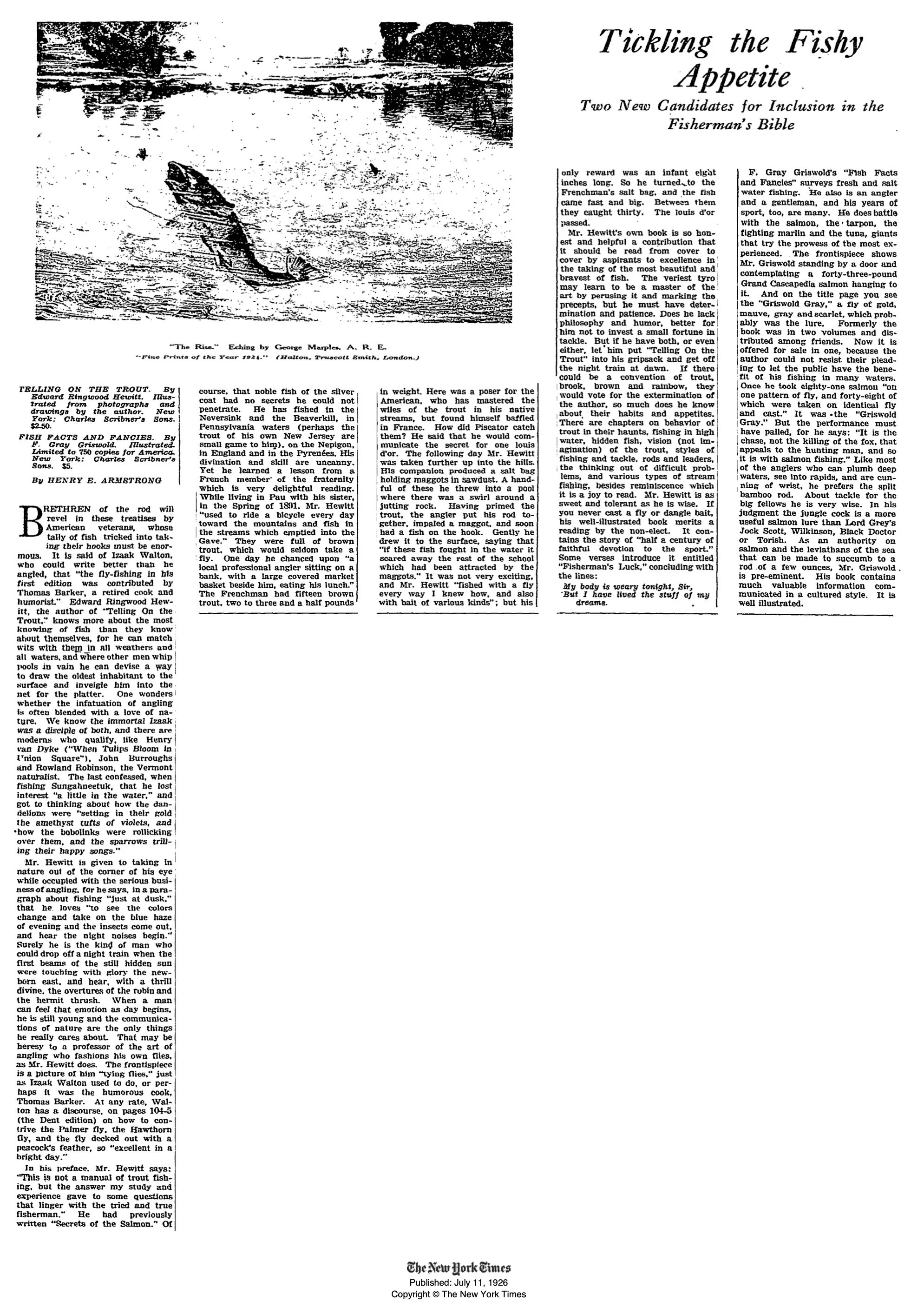 1926 TELLING ON THE TROUT. By Edward Ringwood Hewitt