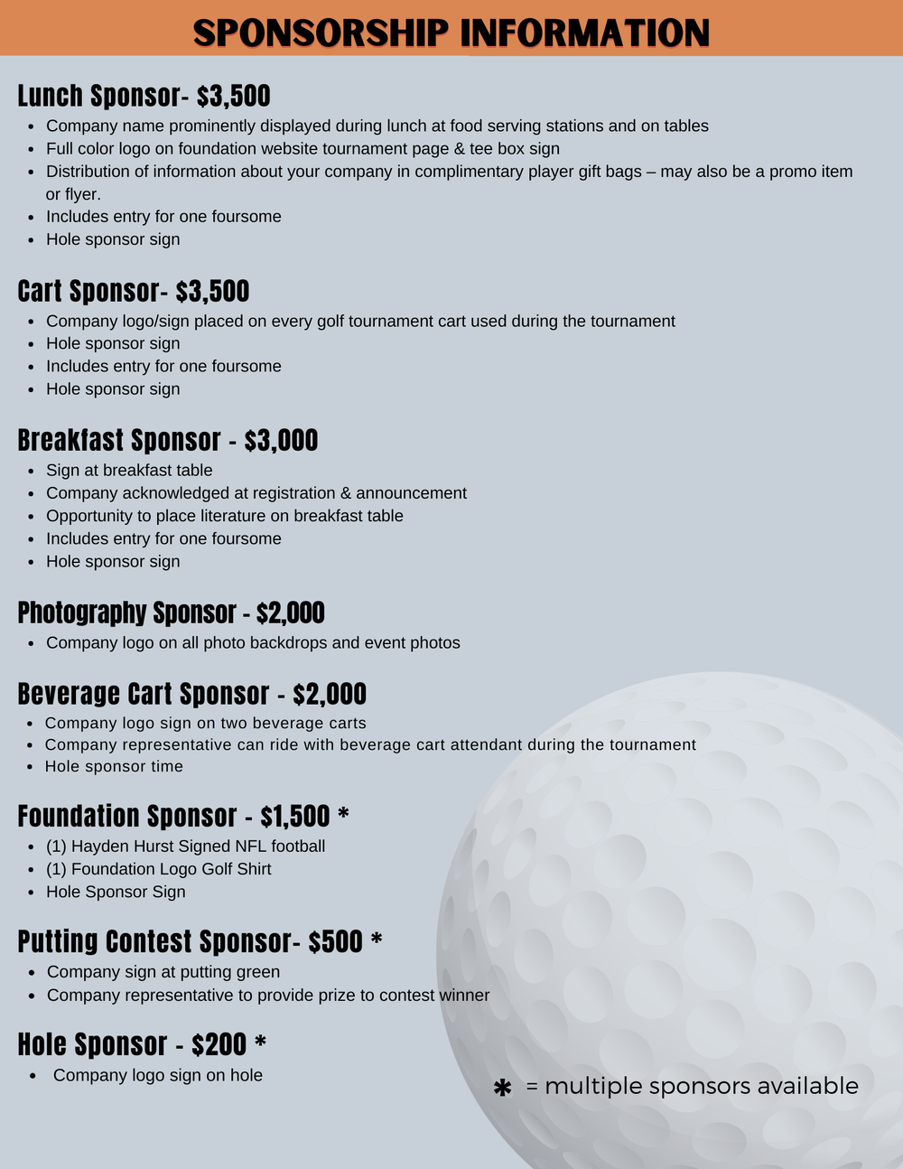 2023 Charity Golf Tournament — Hayden Hurst Family Foundation